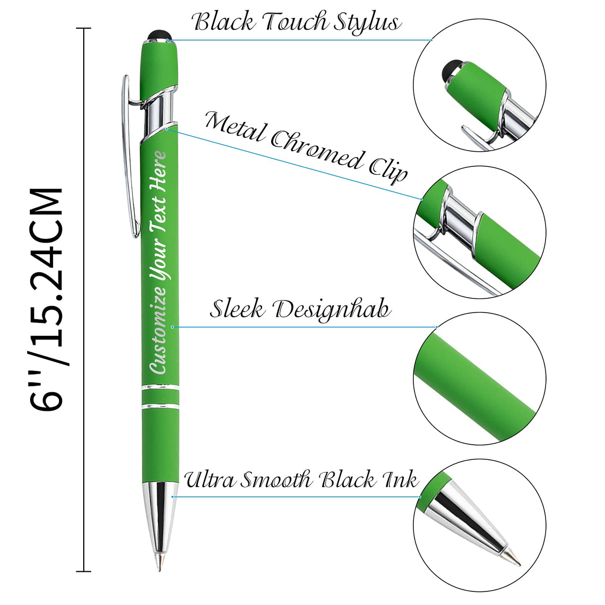 YanNanKe 24 PCS Custom Pens Personalized Bulk, Customized Engraving Ballpoint Pens with Stylus Name