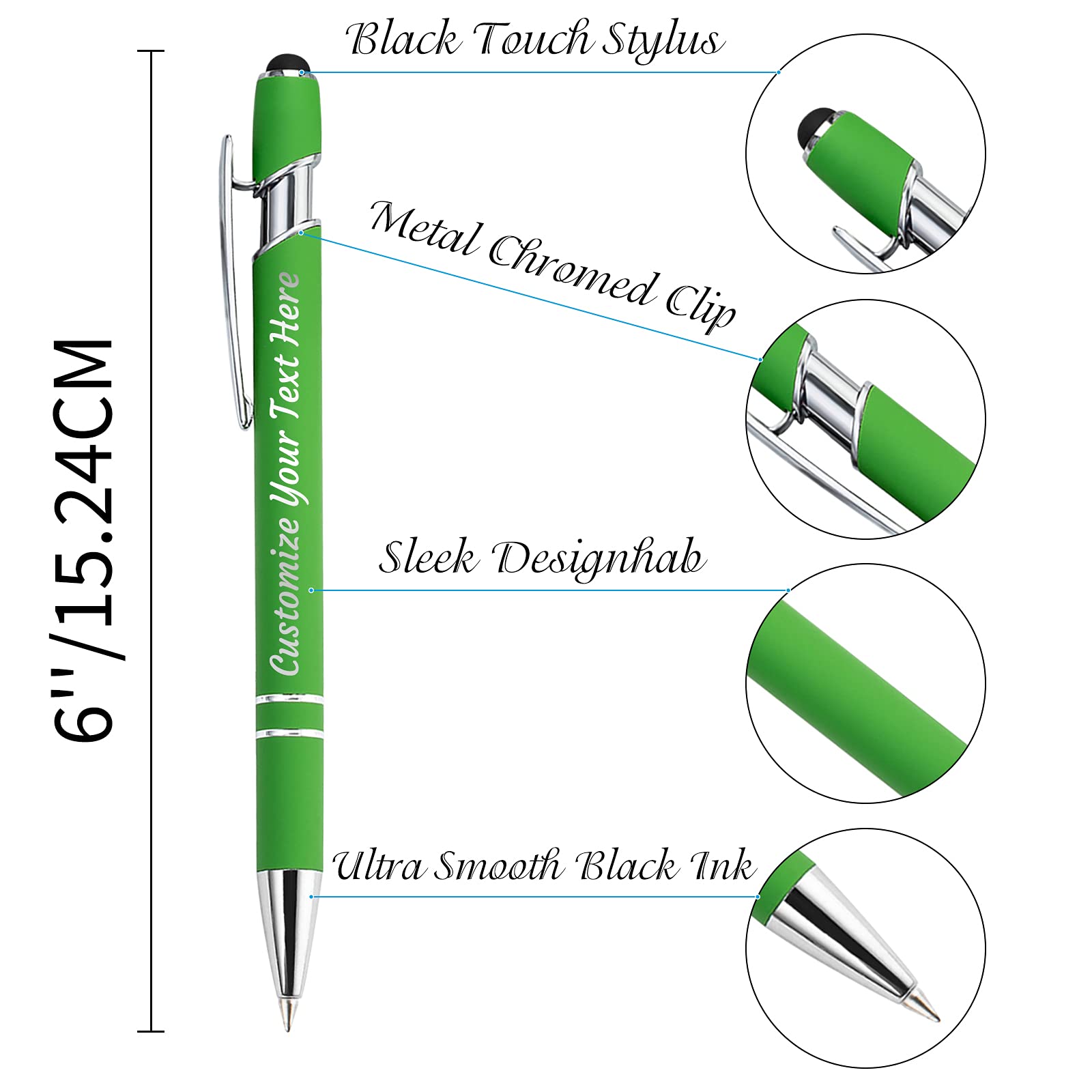 YanNanKe 12 PCS Custom Pens Personalized Bulk, Customized Engraving Ballpoint Pens with Stylus Name