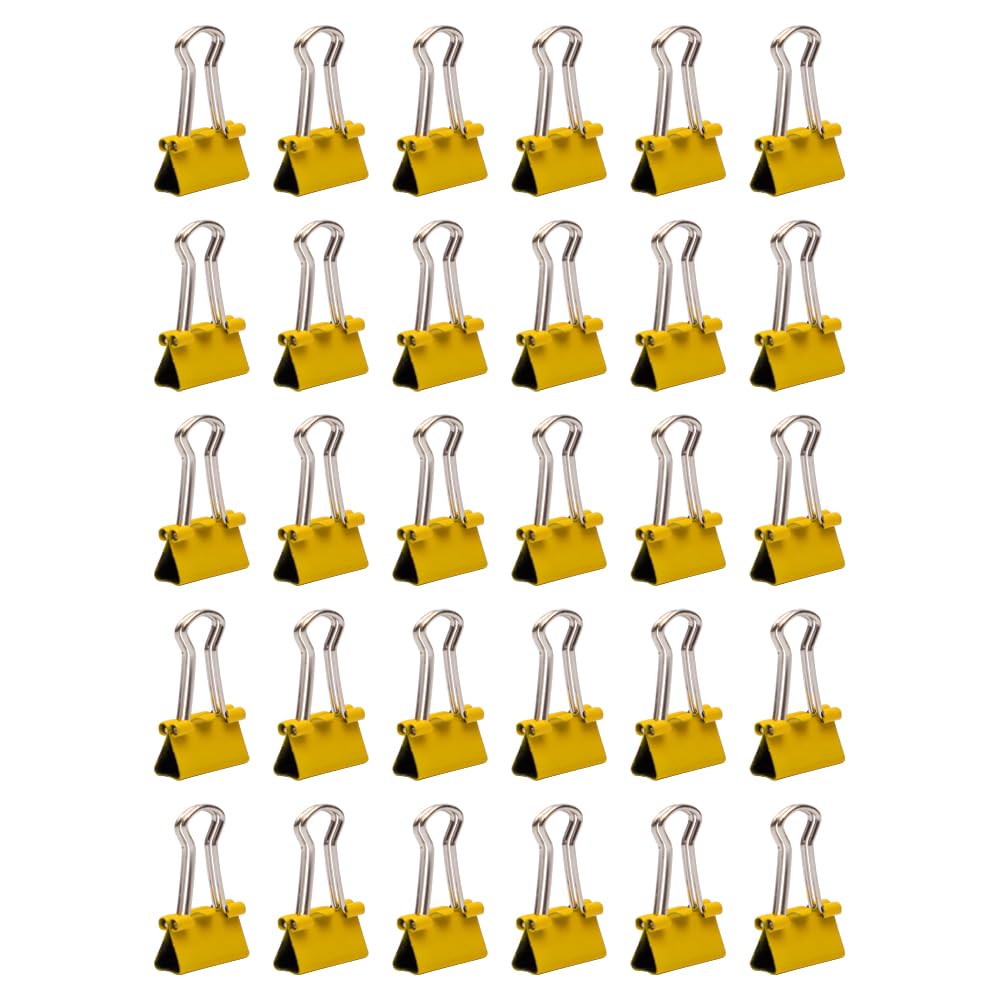 JAM PAPER Colorful Binder Clips - Extra Small - 3/5 Inch (15 mm) - Yellow Binderclips - 30/Pack
