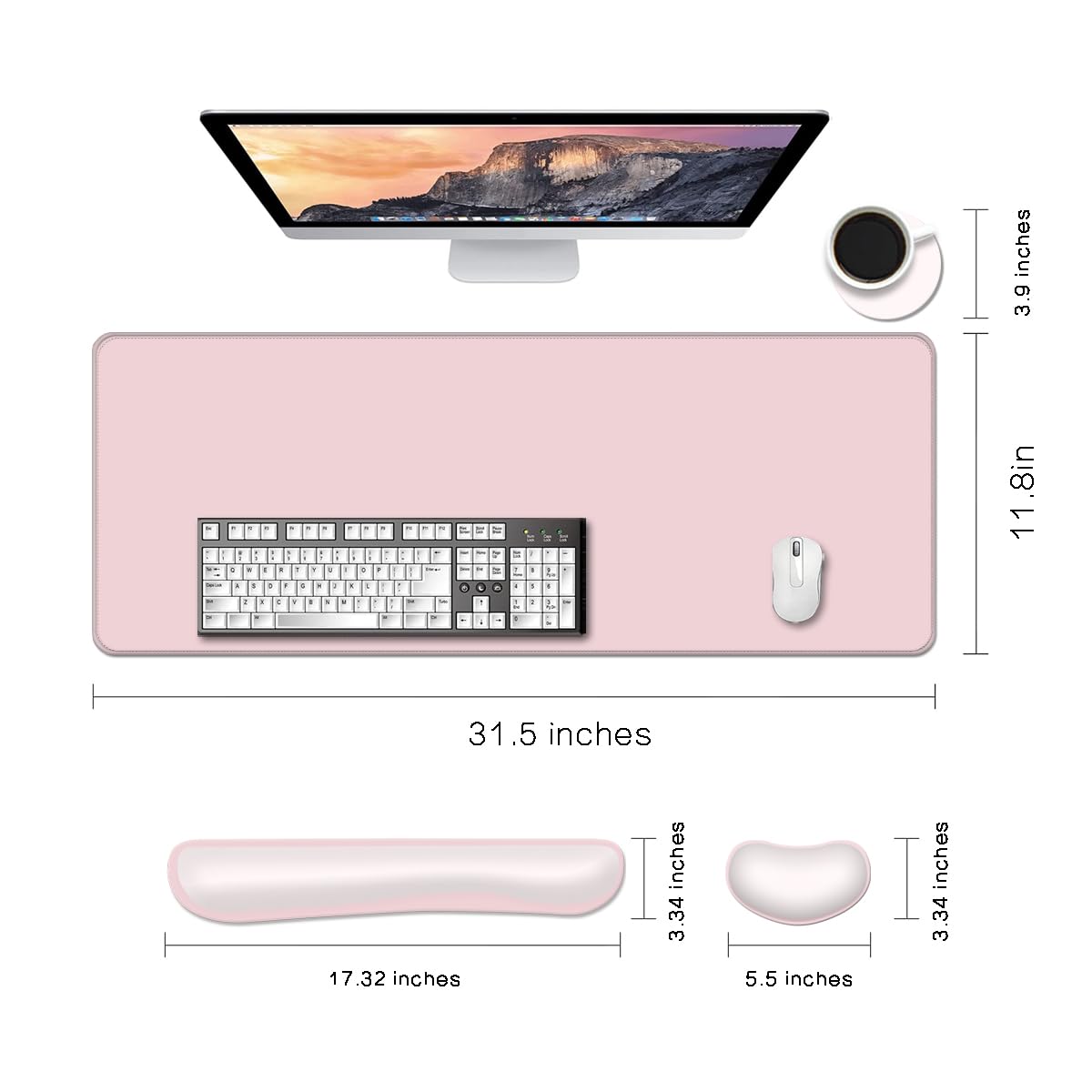 Desk Mat, Large Gaming Mouse Pad with Wrist Rest, 4 in1 XXL Mouse pad+Keyboard Wrist Rest+Mouse Pad