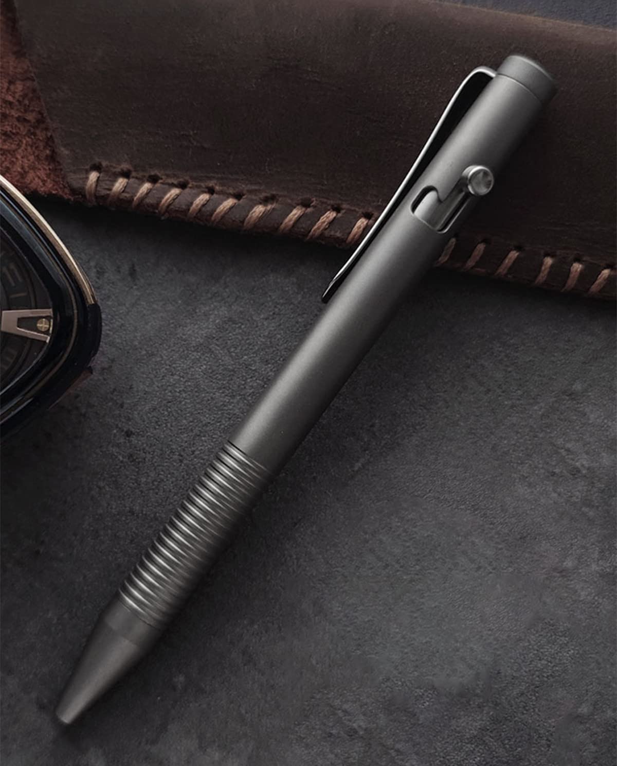 Lary Gray 4.8'' Titanium Alloy Bolt Action Pen with 3 Extra Refills in Box