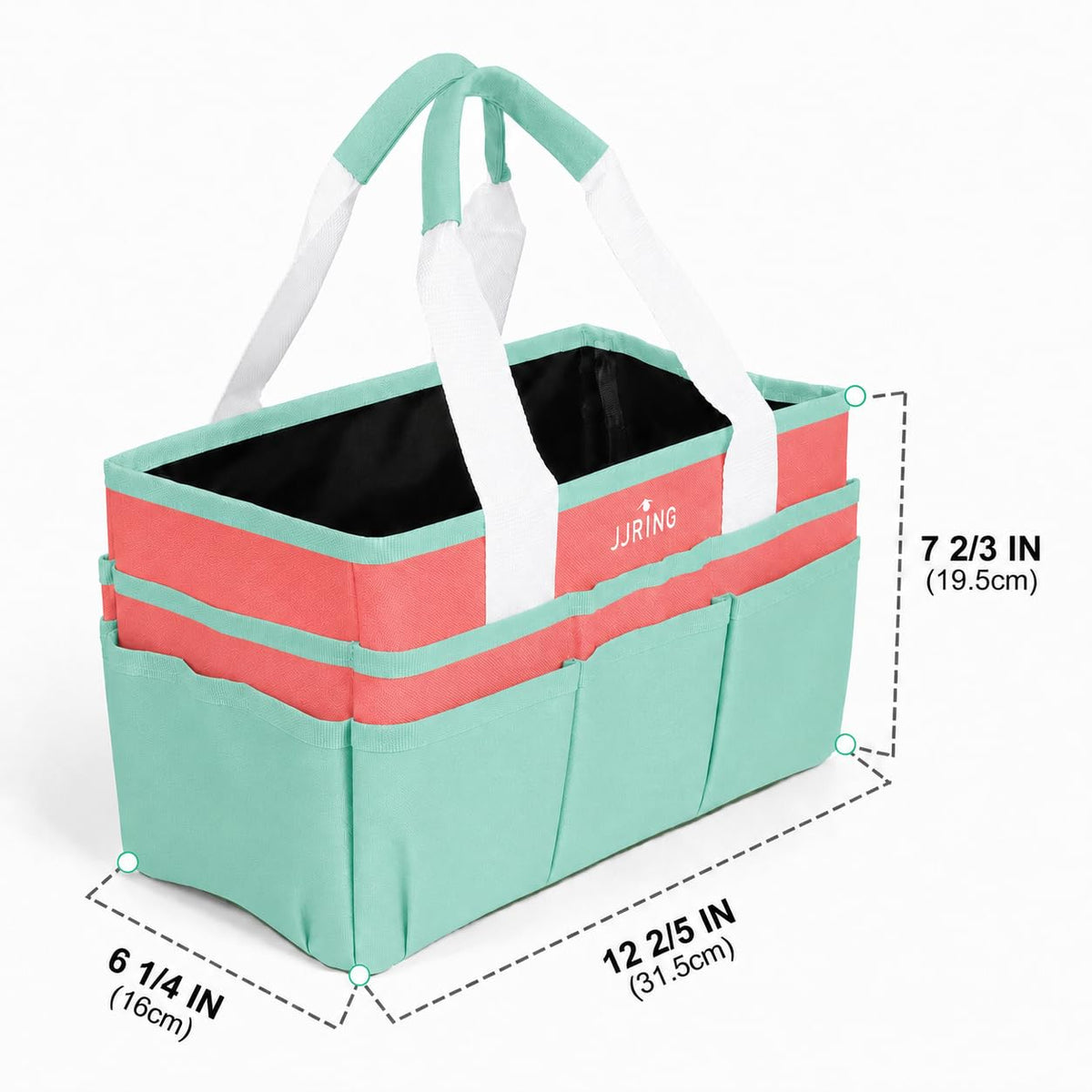 JJRING Craft Organizer Tote Bag Art Storage Caddy Green and Orange