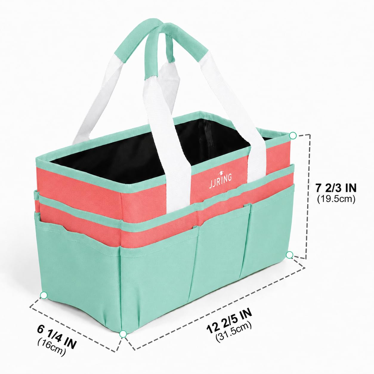 JJRING Craft Organizer Tote Bag Art Storage Caddy Green and Orange