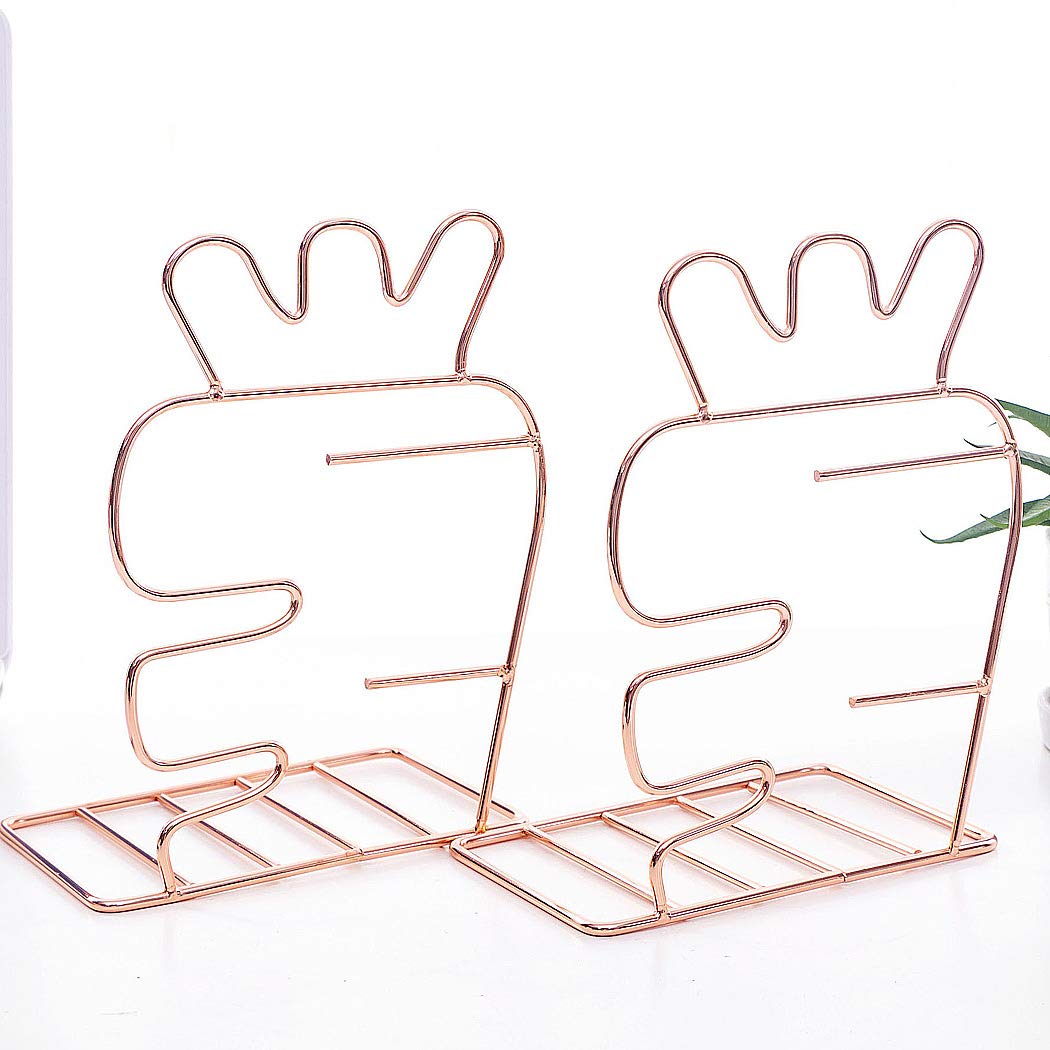 SIPLIV Creative Minimalist Style Bookends Metal Adjustable Books Holder Stand Book Rack Desk