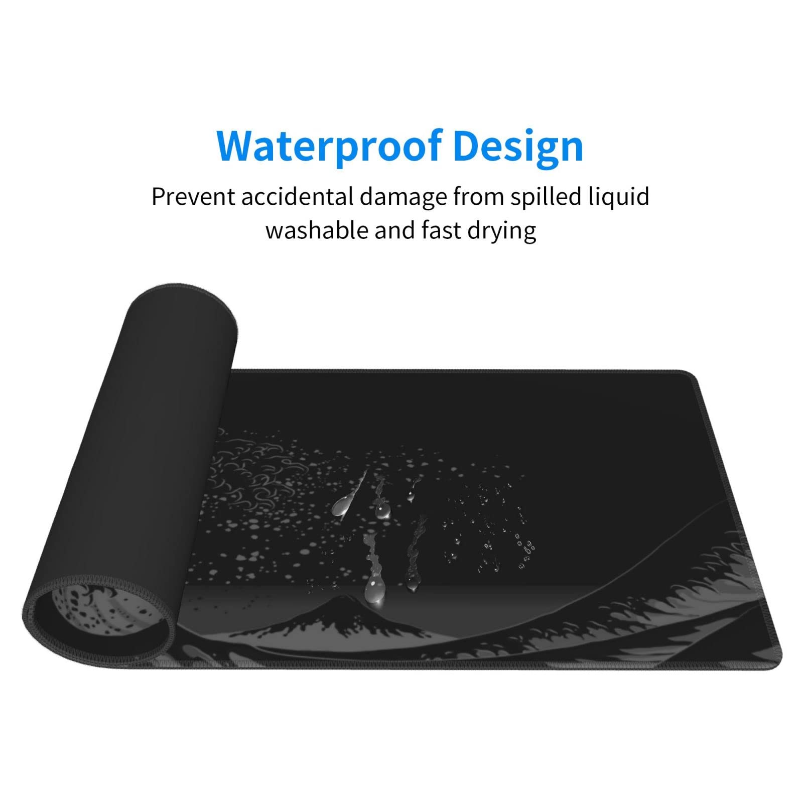 Wave Off Kanagawa Mouse Pad XL Extended Desk Mat, Computer Mousepad