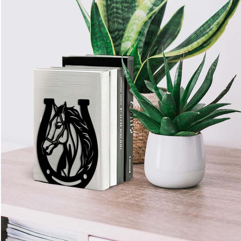 Peacoblue 5.3"x4.3"x5.9" Metal Bookends, Heavy Duty Book Ends for Shelves