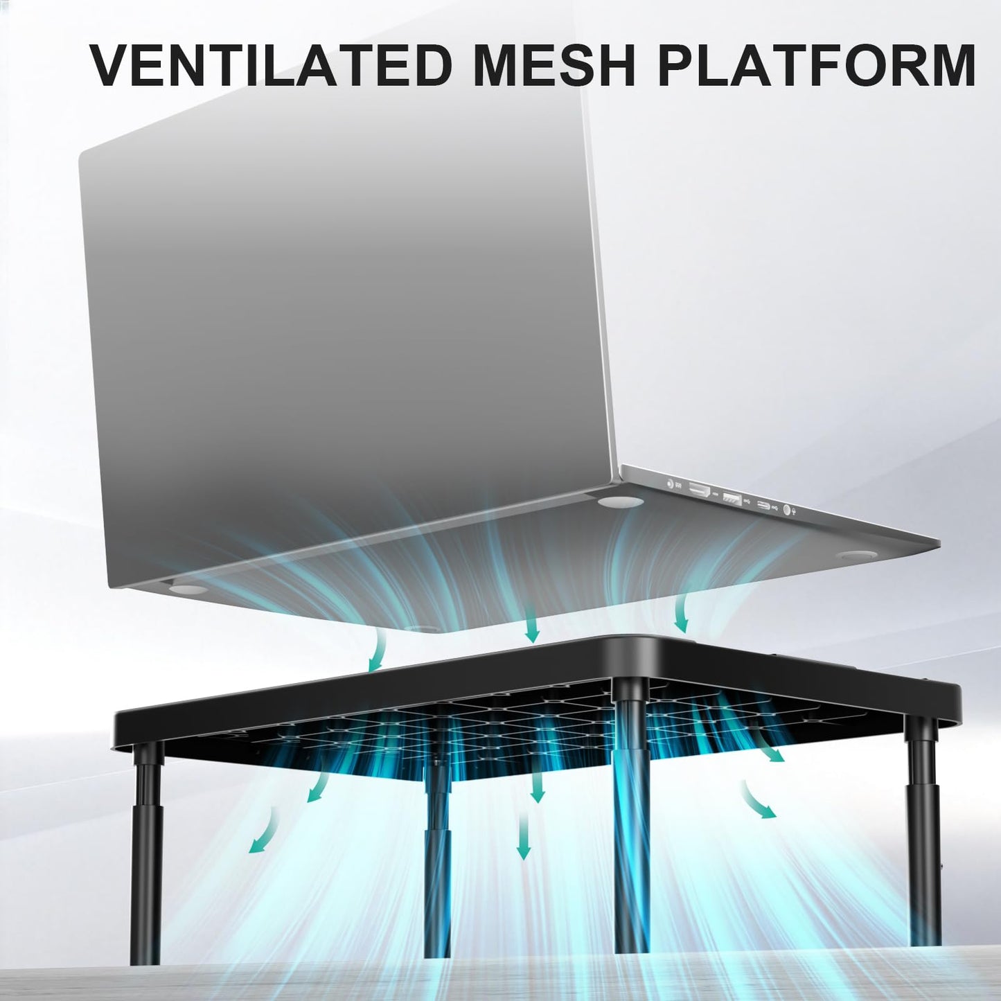WALI Dual Monitor Riser for Desk, Adjustable Laptop Riser, up to 44 lbs