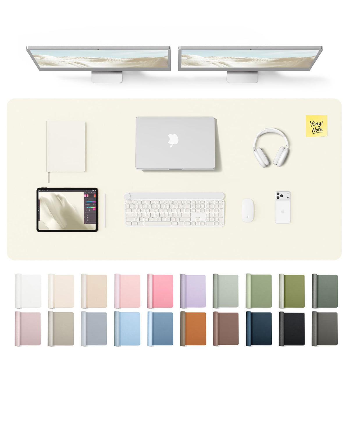 YSAGi Leather Desk Pad Protector, Office Desk Mat, Large Mouse Pad, Non-Slip PU Leather Desk