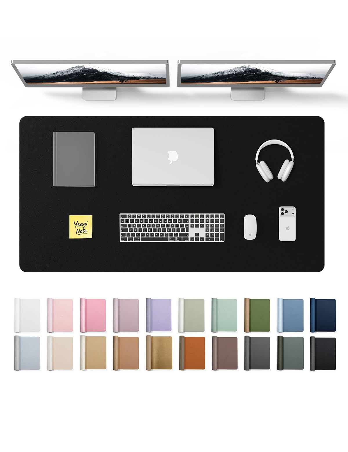 YSAGi Leather Desk Protector, Office Mat, Large Mouse Mat, Non-Slip PU Leather Blotter, Laptop Desk
