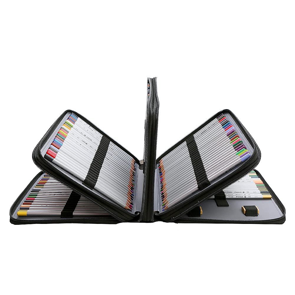 Lbxgap 200 Individual-Slots Pencil Case 4-Layer Zipped Holder w/Handle