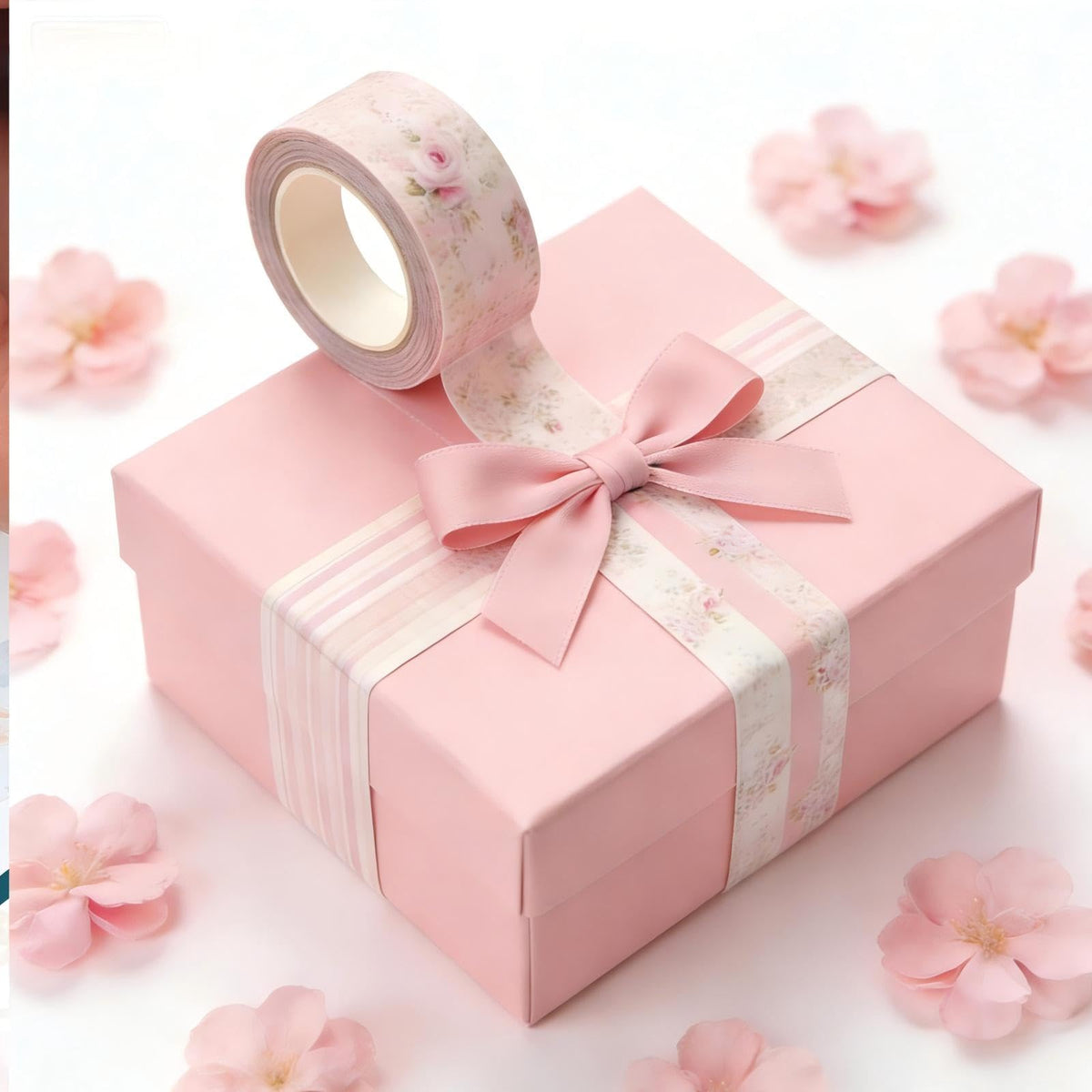 YooNotee 12 Rolls Floral Washi Tape Set,Pastel Pink,Tea Party