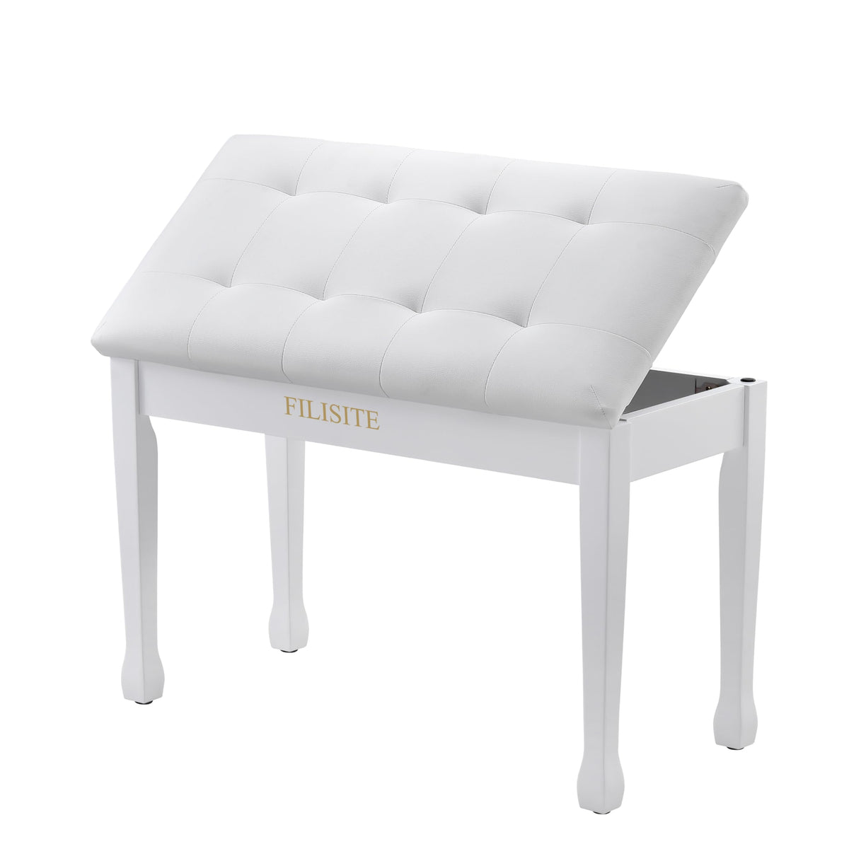 FILISITE Duet Piano Bench with Storage, Wooden Piano Stool with Waterproof Padded Cushion, Bench