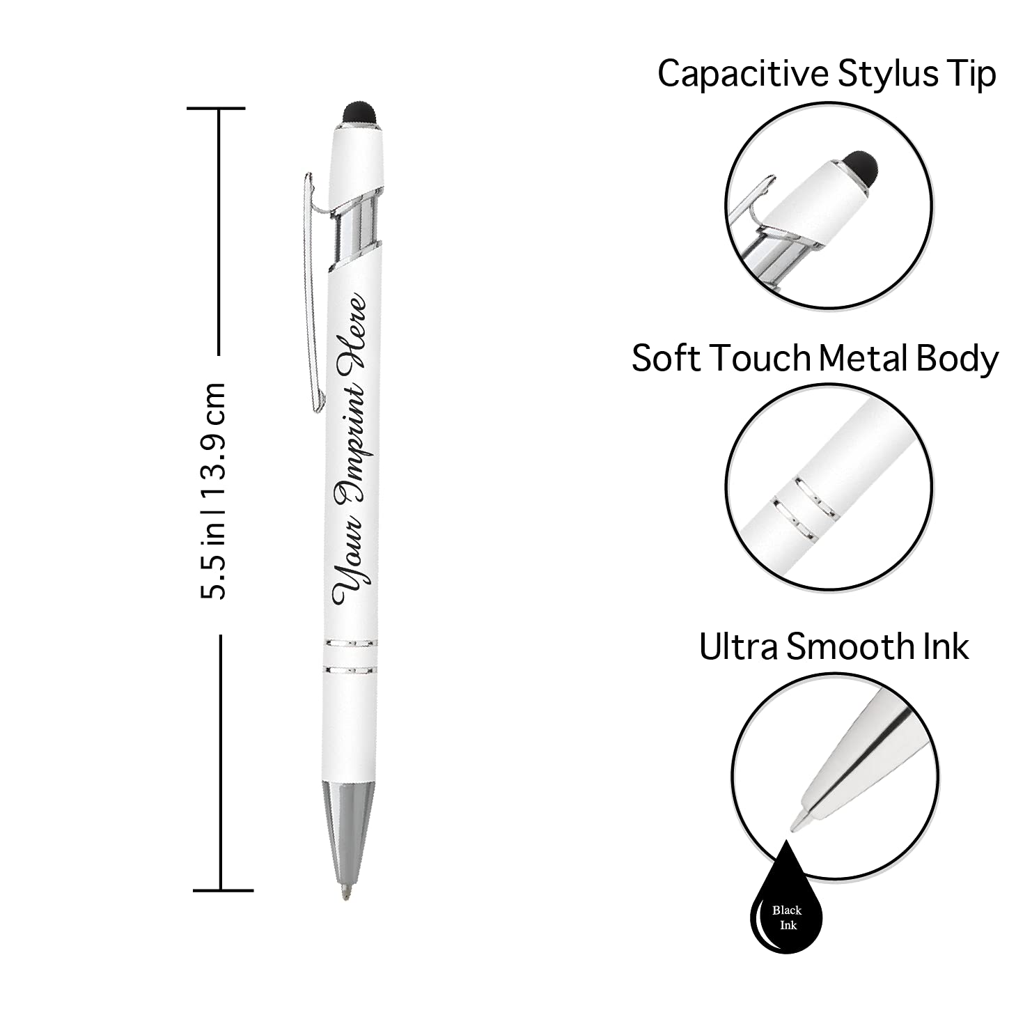 ExpressDesigns™ - Personalized Pens - Rainbow Rubberized Soft Touch Ballpoint Pen with Stylus Tip