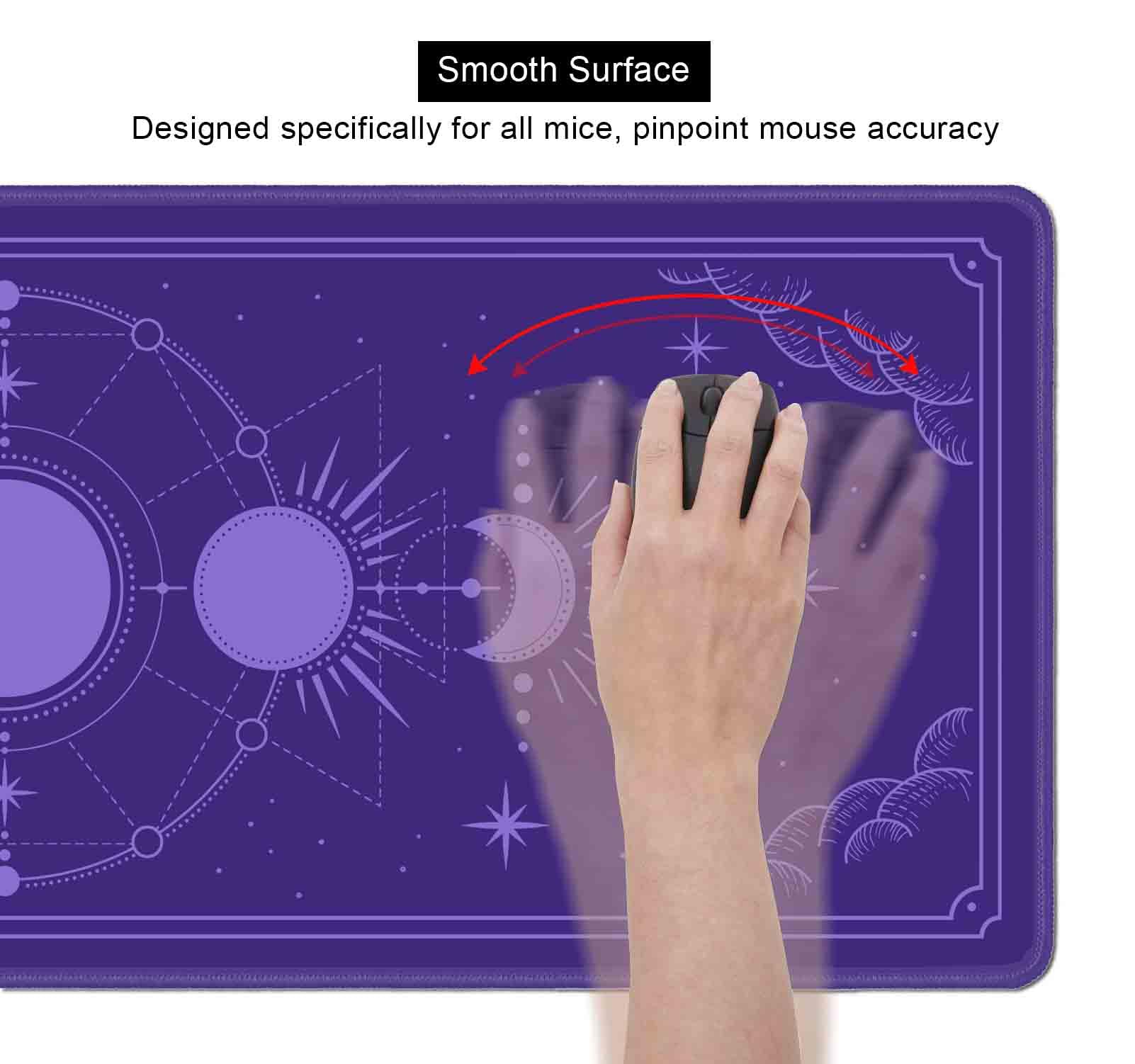 SXCKANG Kawaii Purple Large Gaming Mouse Pad, Moon Phase Magic Celestial Desk Mat Cute, Non-Slip