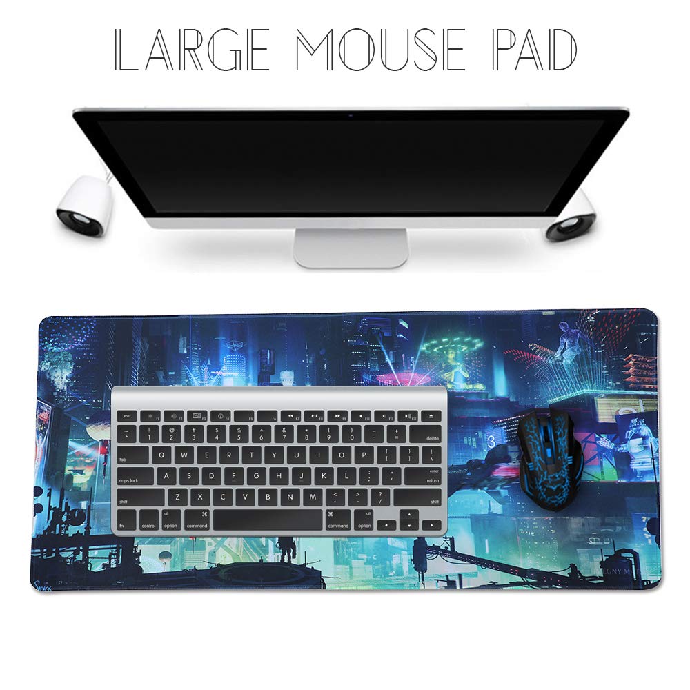 Imegny Extended Gaming Mouse Pad, Portable Mat for Keyboard & Mouse with Stitched Edges + Non-Slip