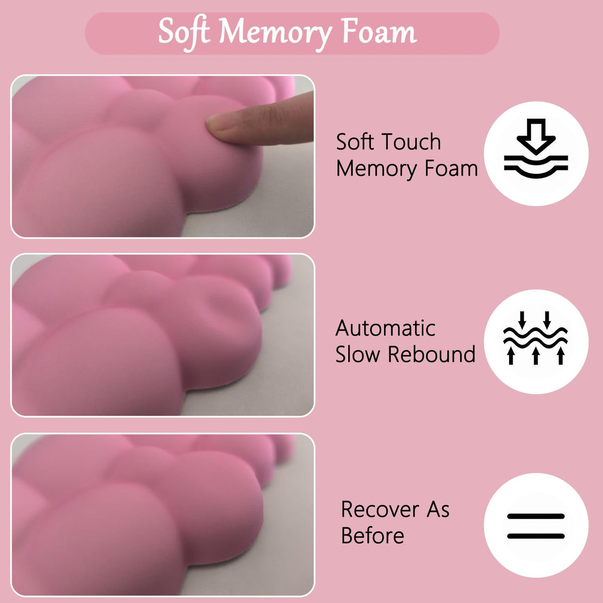 Pink Cloud Large Mouse Pad for Desk Cloud Keyboard Wrist Rest 4PCS Extended Cloud Desk Mat Pad Set
