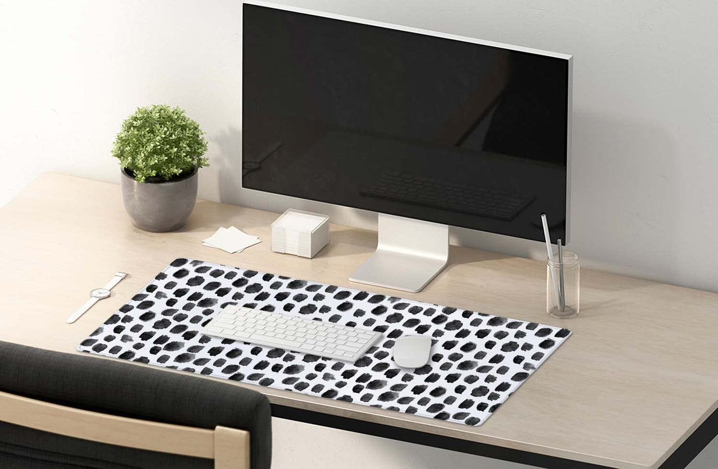SSOIU Polka Dot Extended Gaming Mouse Pad Mat Large Desk Mat Non Slip Rubber Base Computer Desktop