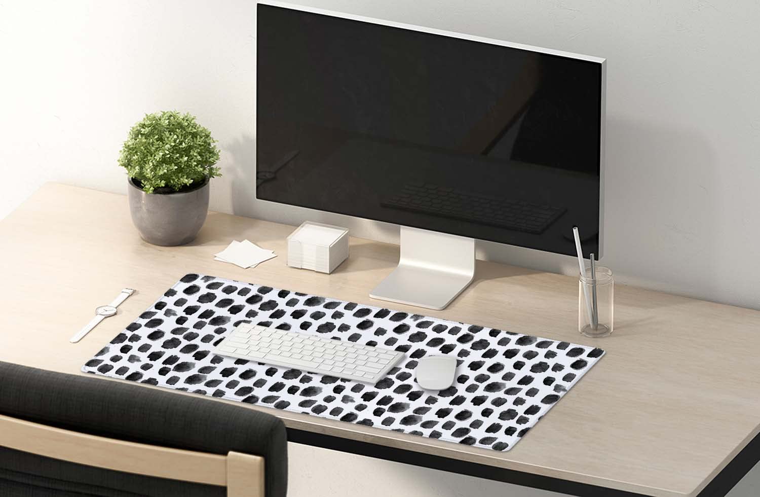 SSOIU Polka Dot Extended Gaming Mouse Pad Mat Large Desk Mat Non Slip Rubber Base Computer Desktop