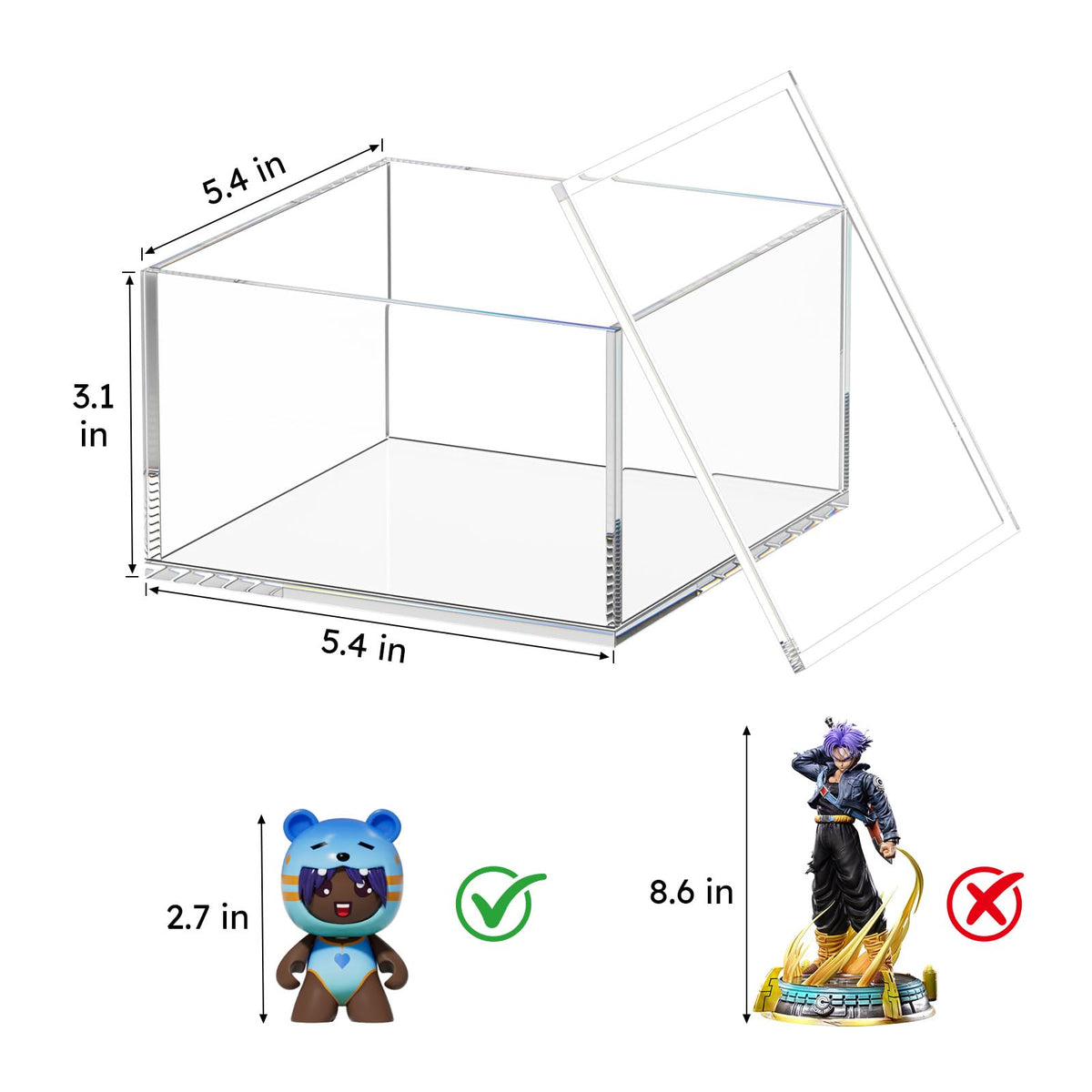 AITEE Decorative Acrylic Box with Lid, Display Storage for Home (Large)