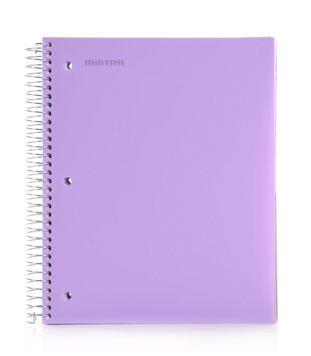 Mintra Office Durable Spiral Notebooks, 5 Subject (Lavender, College Ruled 1pk)