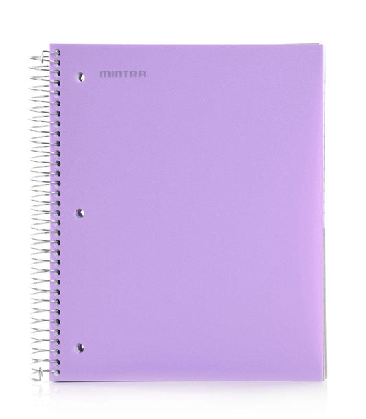 Mintra Office Durable Spiral Notebooks, 5 Subject (Lavender, Wide Ruled 1pk)