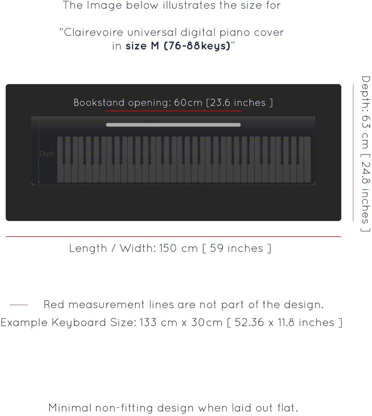 Clairevoire Piano Keyboard Dust Cover for 61 Keys to 88 Keys, Electric Pianos Cover, Digital Pianos