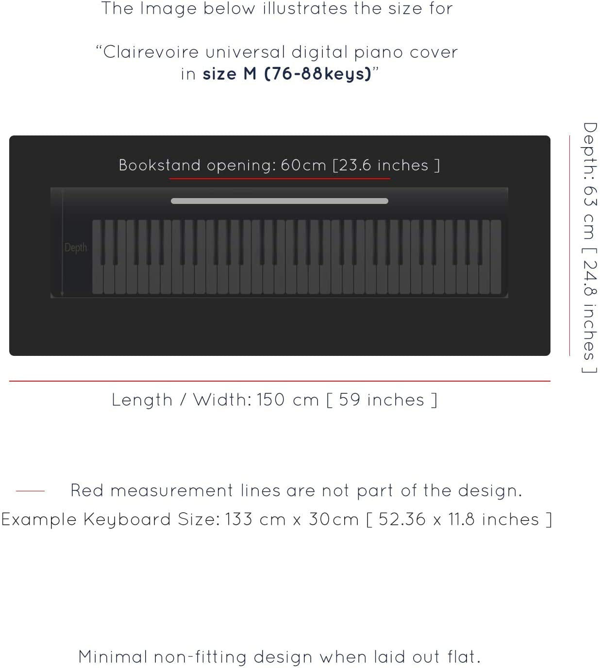 Clairevoire Piano Keyboard Dust Cover for 61 Keys to 88 Keys, Electric Pianos Cover, Digital Pianos