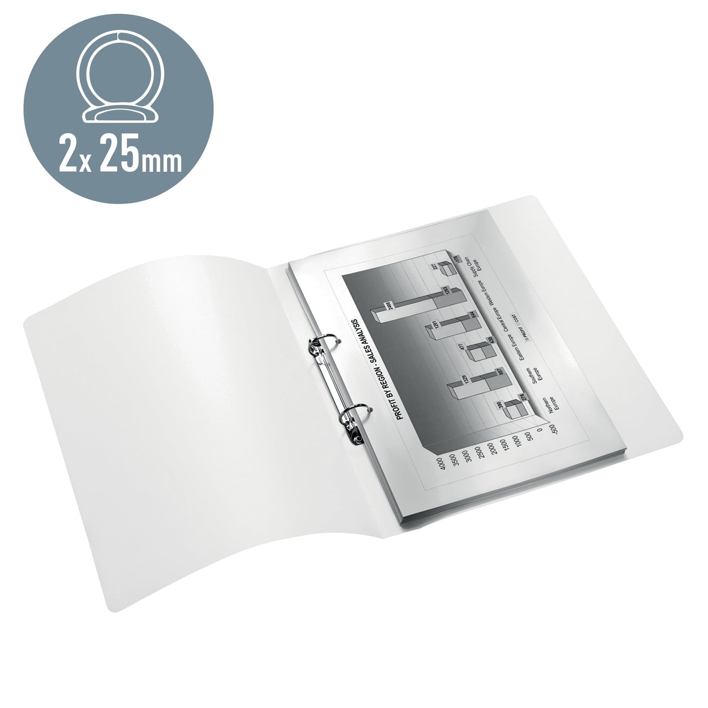 Leitz 2 Ring Binder, Holds up to 190 Sheets, Wow Range, 25 mm Spine, 42570036 - A4, Blue Metallic