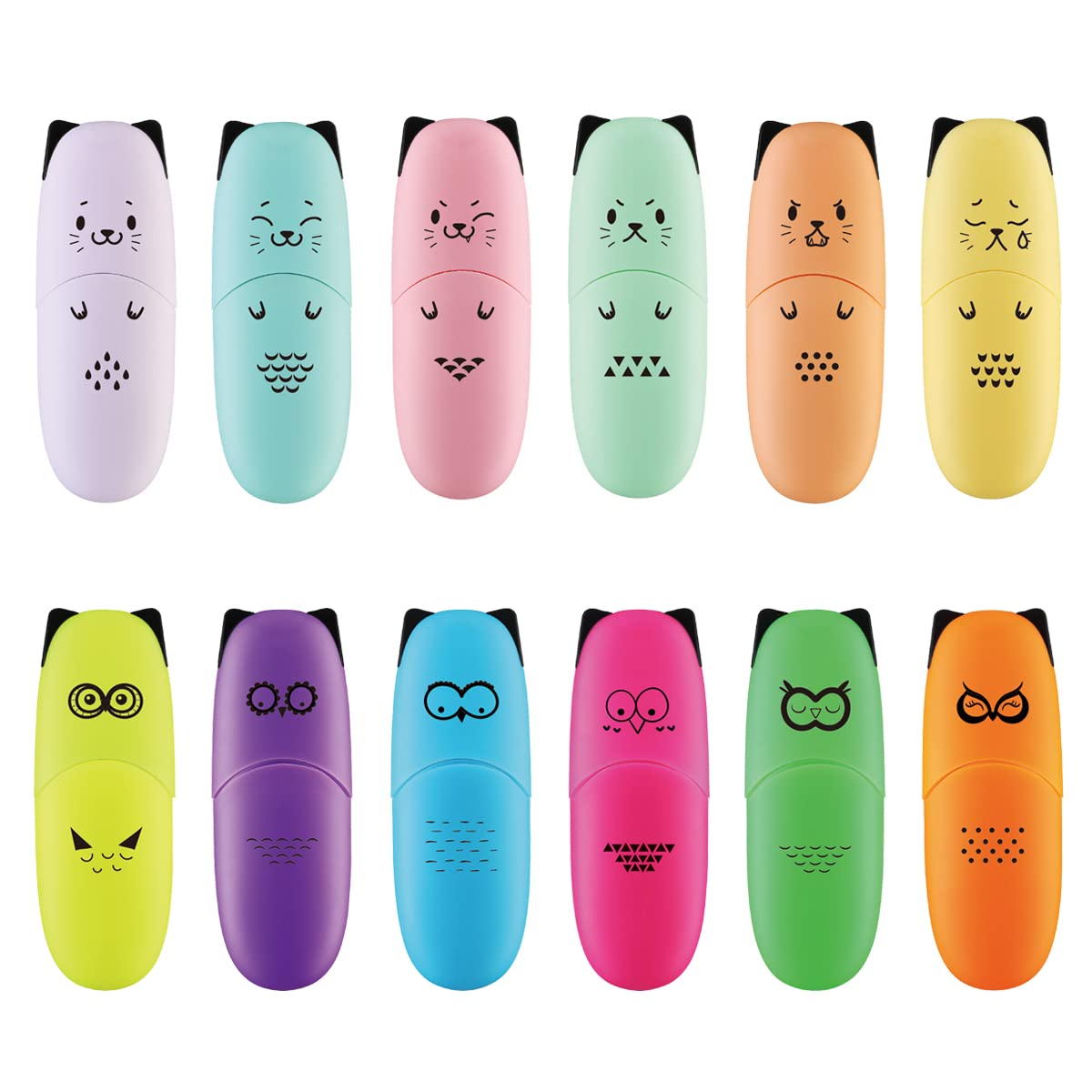 enlegend 12 pieces Cute Animal Design Vet Tech Week Gifts Mini Highlighter Pen Assorted Colors