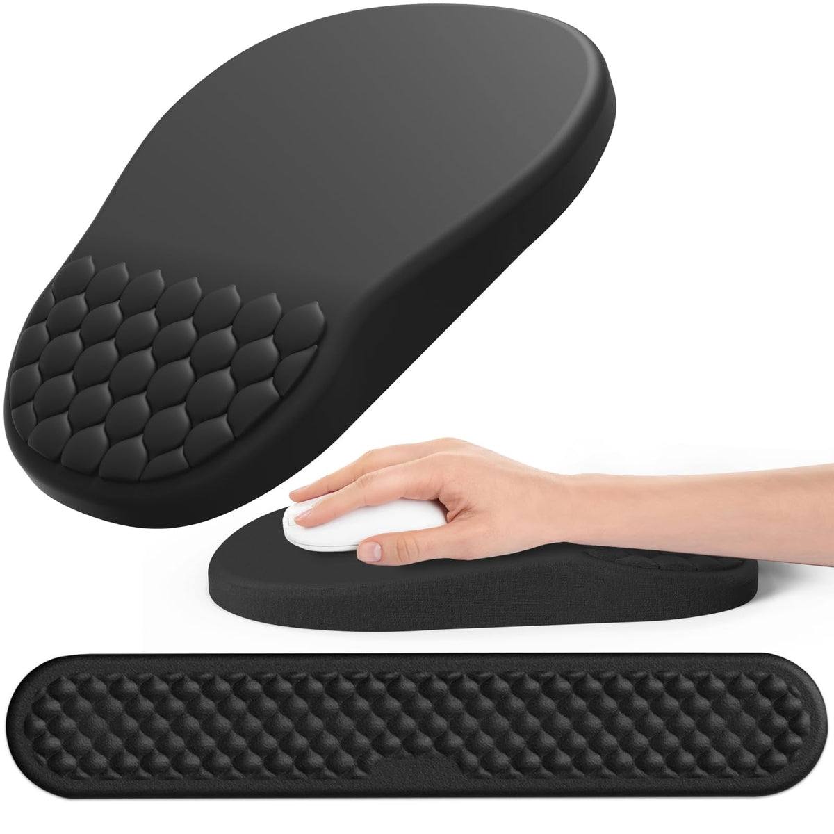 Hasinart Ergonomic Mouse Pad and Keyboard Wrist Rest with Massage Design, Space-Saving Mouse Pad