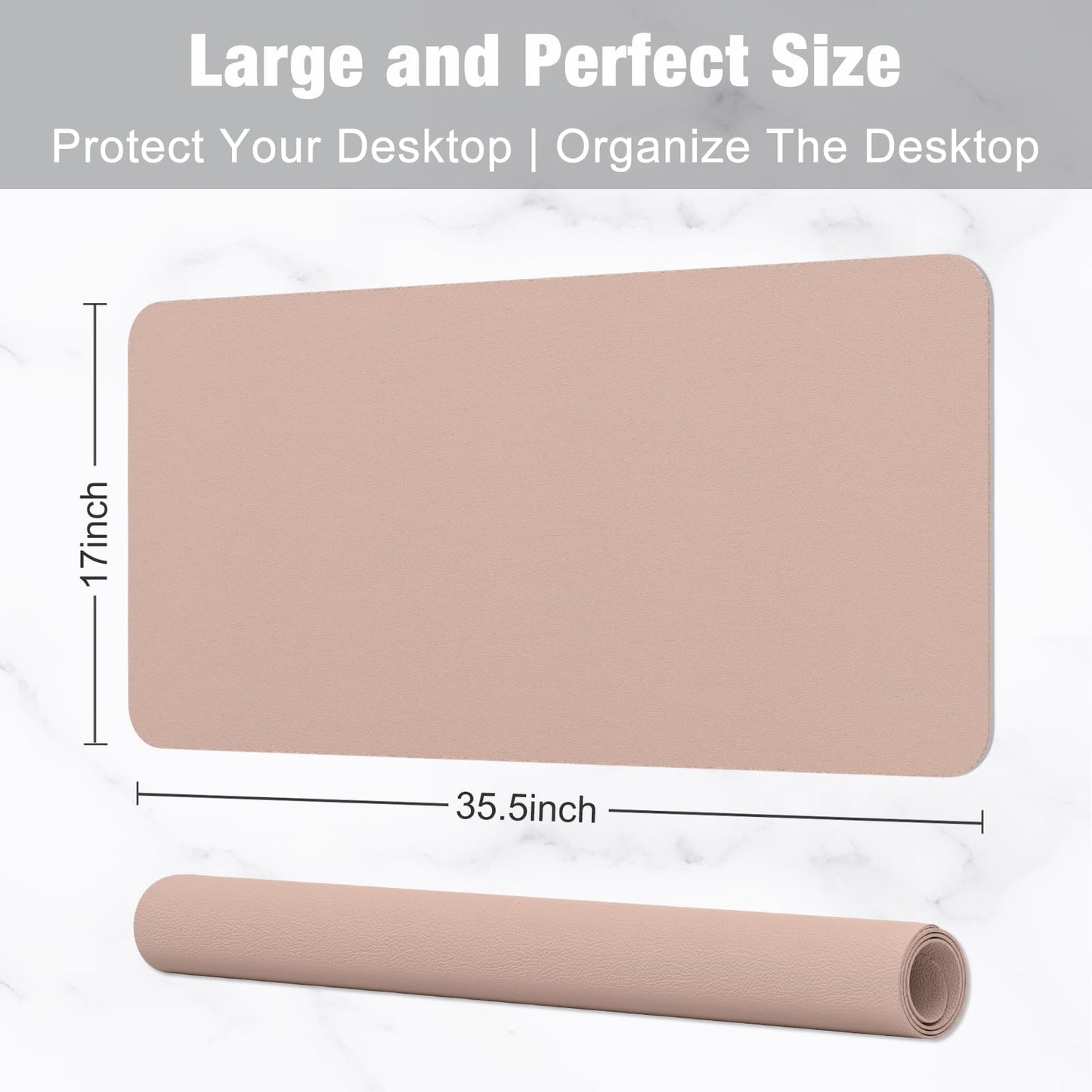 Hsurbtra Desk Pad, 35.5" x 17" PU Leather Desk Mat, XXL Extended Mouse Pad, Waterproof Desktop