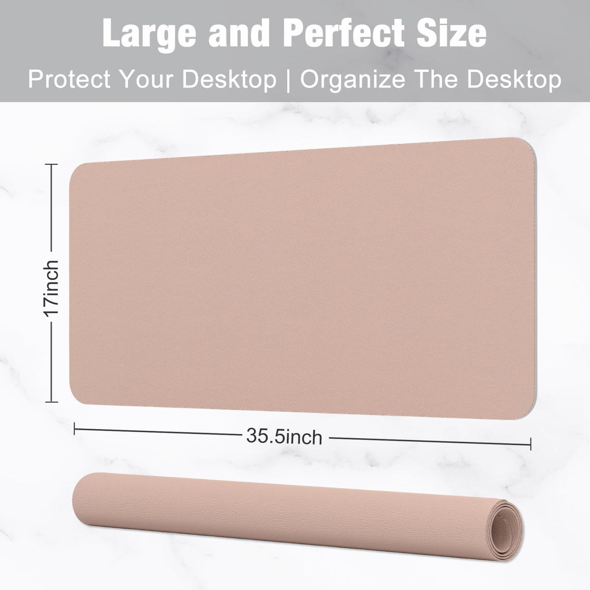 Hsurbtra Desk Pad, 35.5" x 17" PU Leather Desk Mat, XXL Extended Mouse Pad, Waterproof Desktop