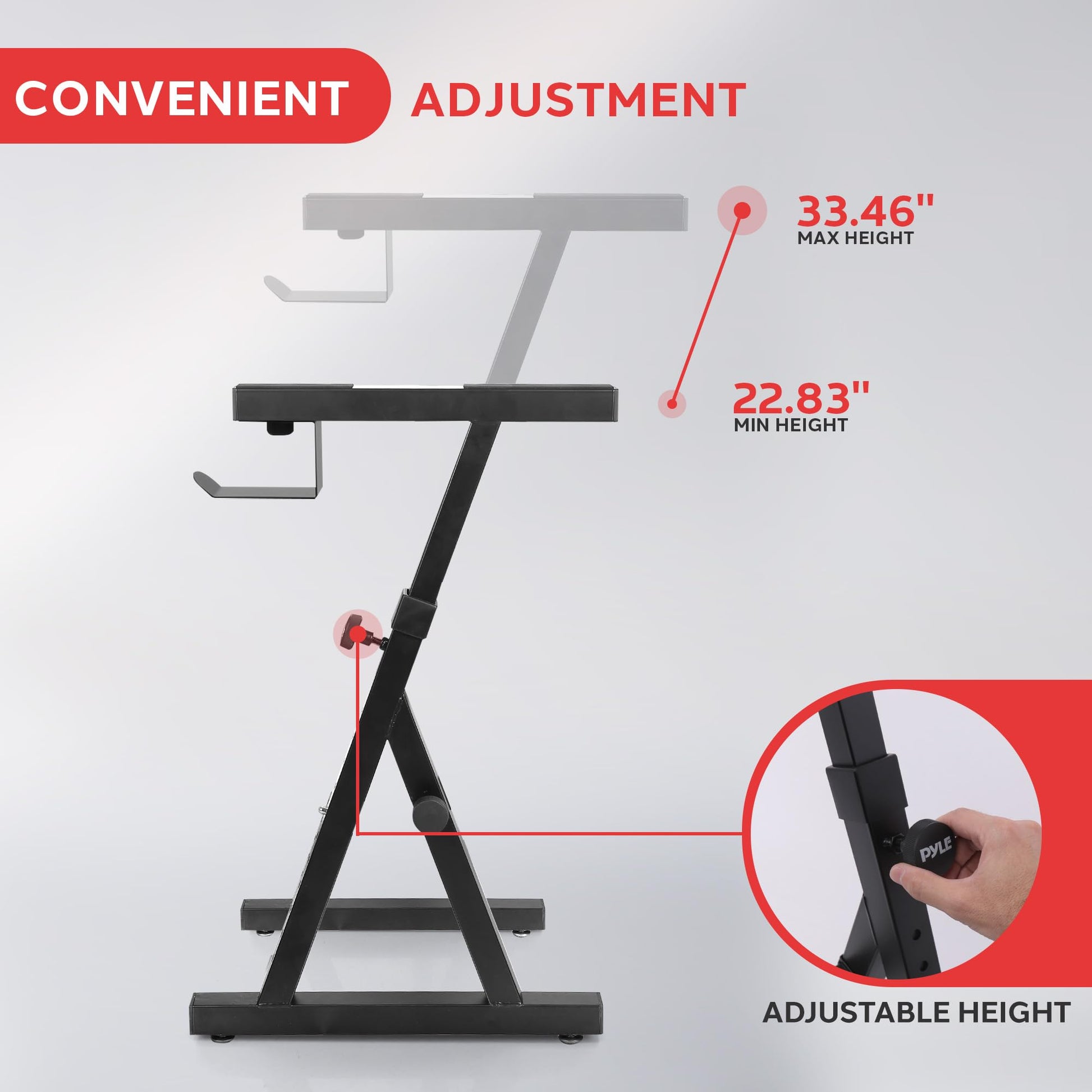 Heavy Duty Folding Keyboard Stand - Sturdy Reinforced Z Design W/ Adjustable Width & Height, Foam