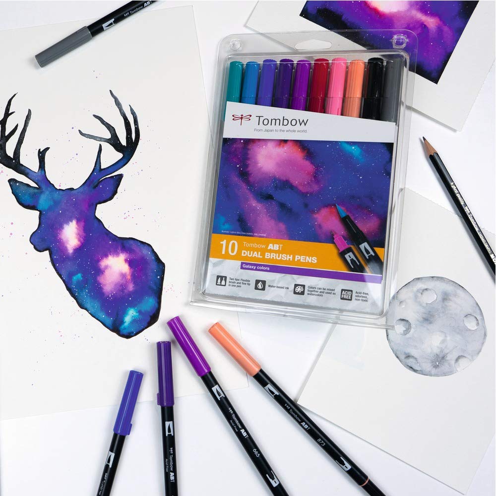 Tombow ABT-10C-3 Water Based ABT Dual Brush Pen 10 Galaxy Colours