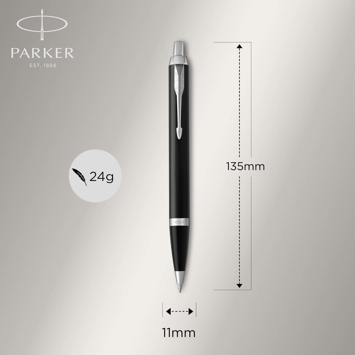 Parker IM Ballpoint Pen, Lacquer Black and Chrome Trim with Medium Point Black Ink Refill (1975554)