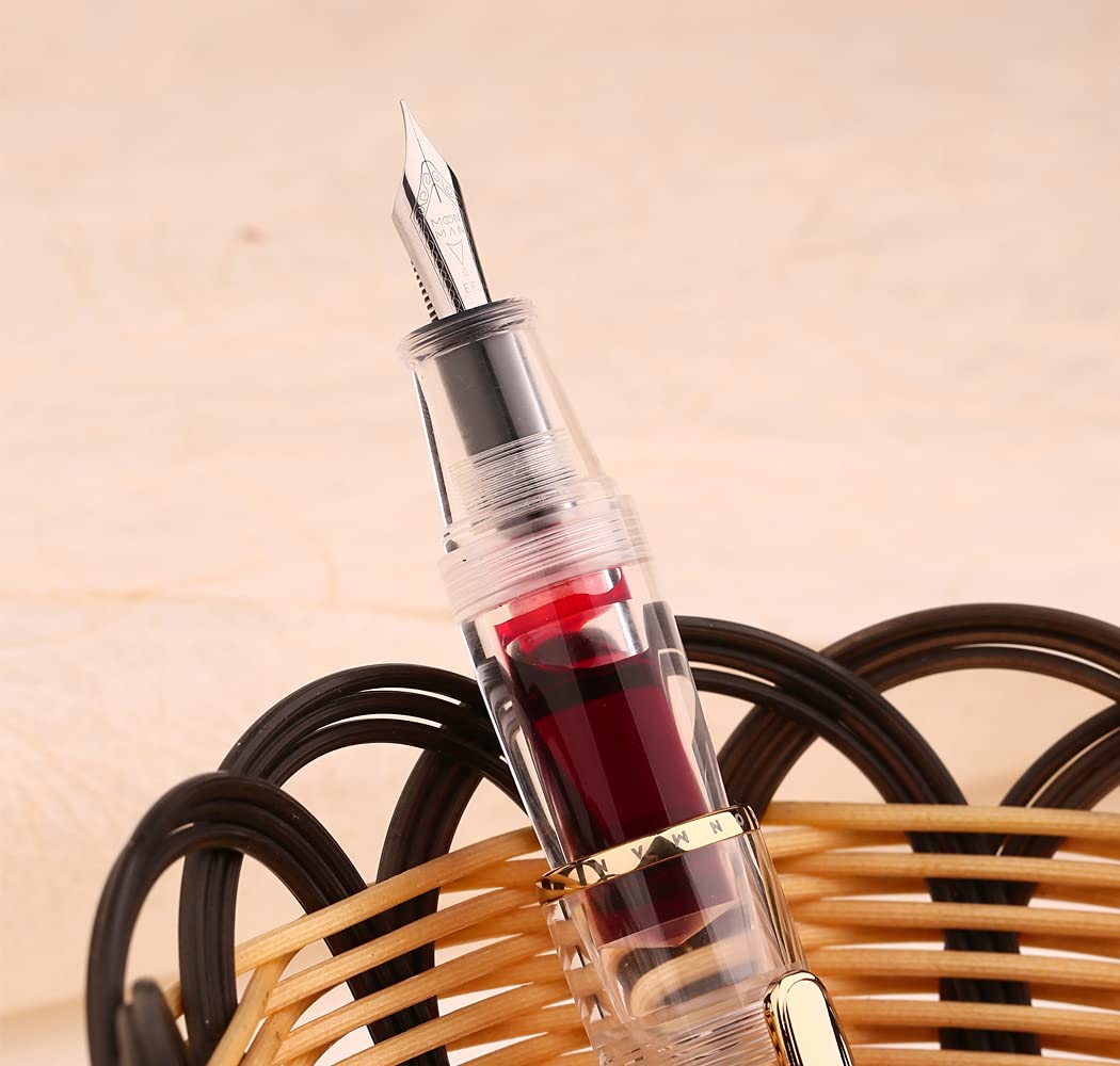 MAJOHN Q1 Mini Eyedropper Filling Fountain Pen, Iridium Nib Pocket Pen with Gift Box, Palm Short