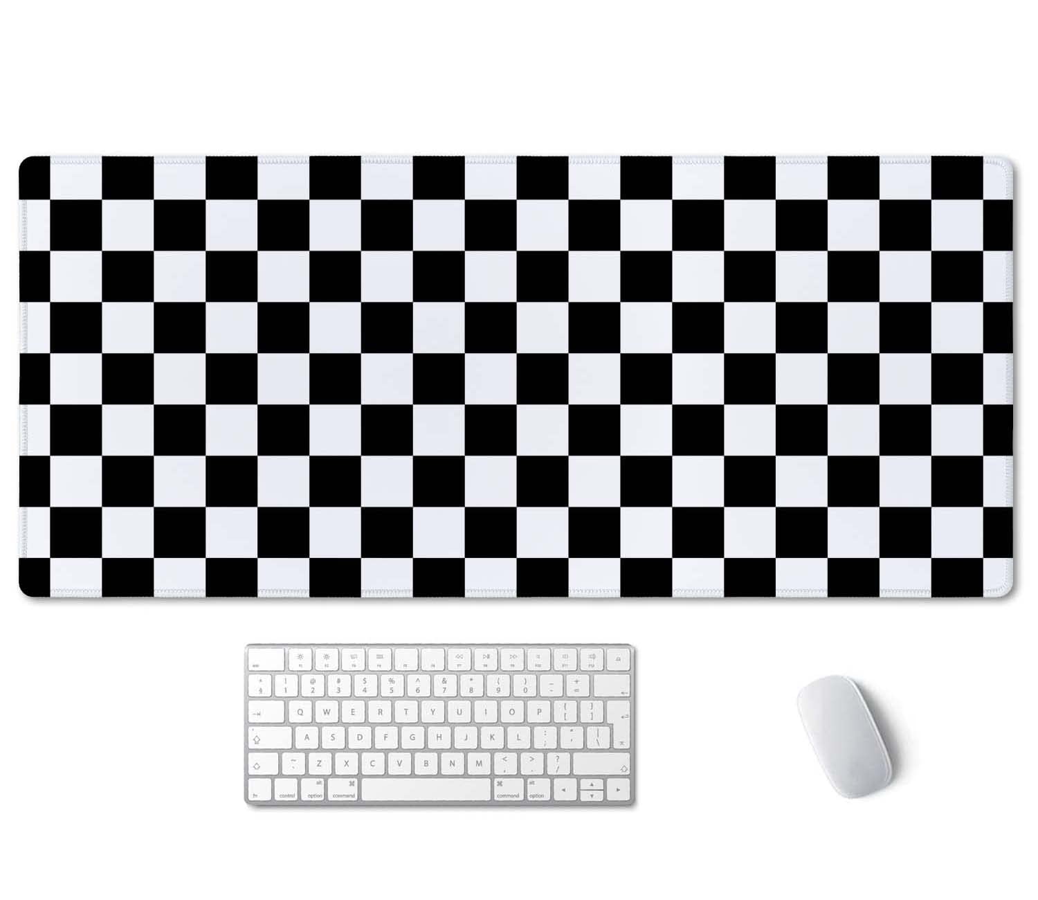 SSOIU Checkered Desk Mat Extended Gaming Mouse Pad (35.5x15.7 in), Large Stable Rubber Base