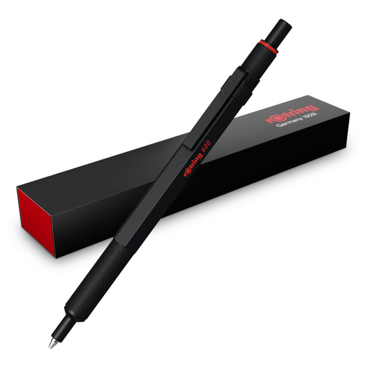rOtring 600 Gel Pen, Black Metal Body Pen, Black Ink, 0.55mm, Non-Slip Knurled Grip & Hexagonal