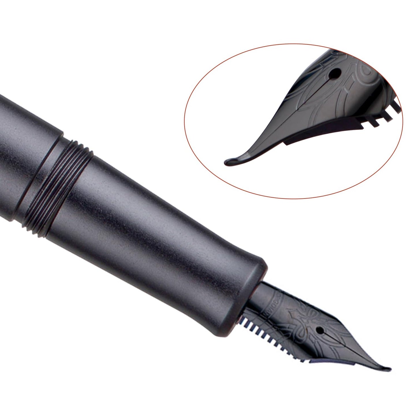 HONG DIAN M2 Black Forest Mini Fountain Pen, Bent Nib & Sleek Shape Aluminium Short Pocket Travel