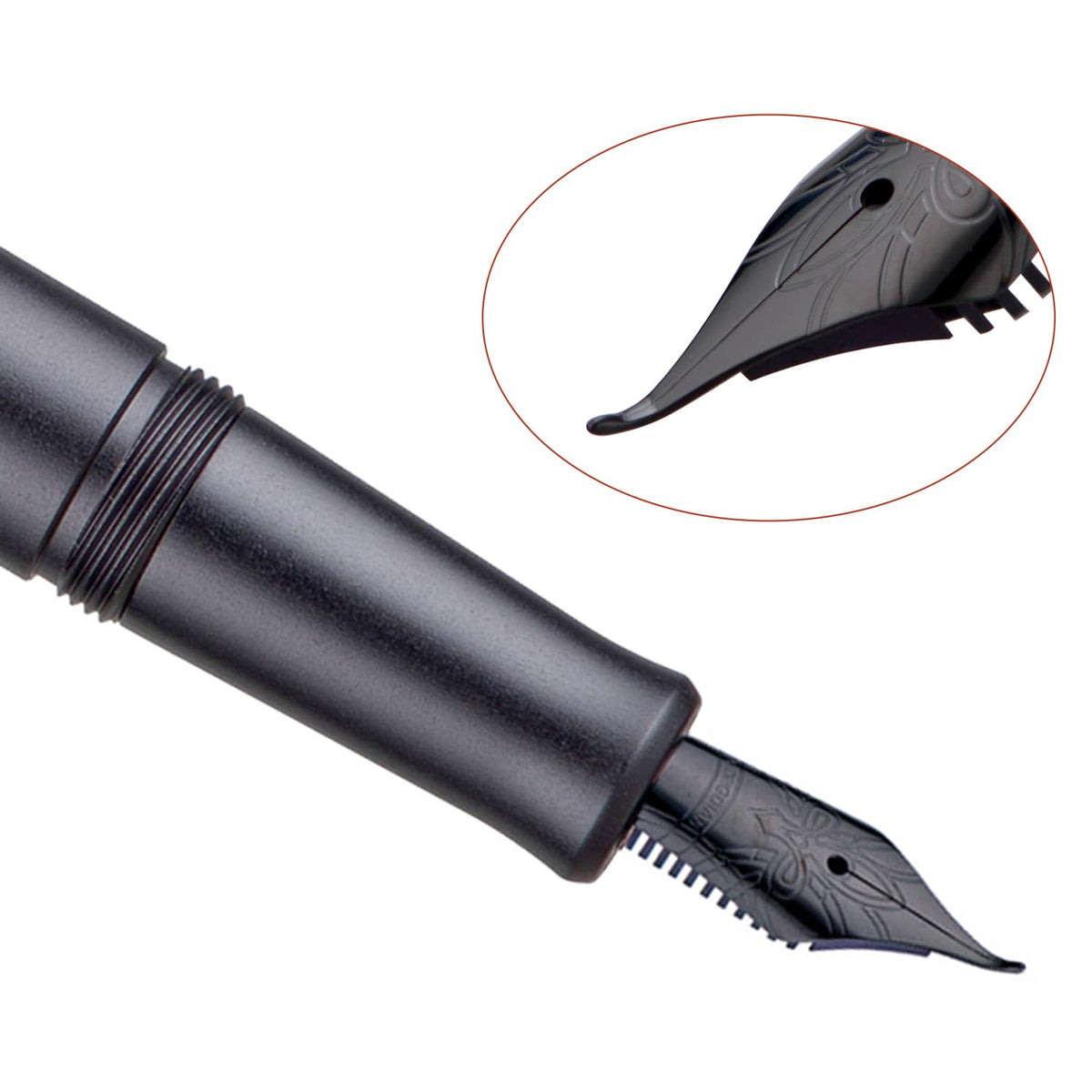 HONG DIAN M2 Black Forest Mini Fountain Pen, Bent Nib & Sleek Shape Aluminium Short Pocket Travel