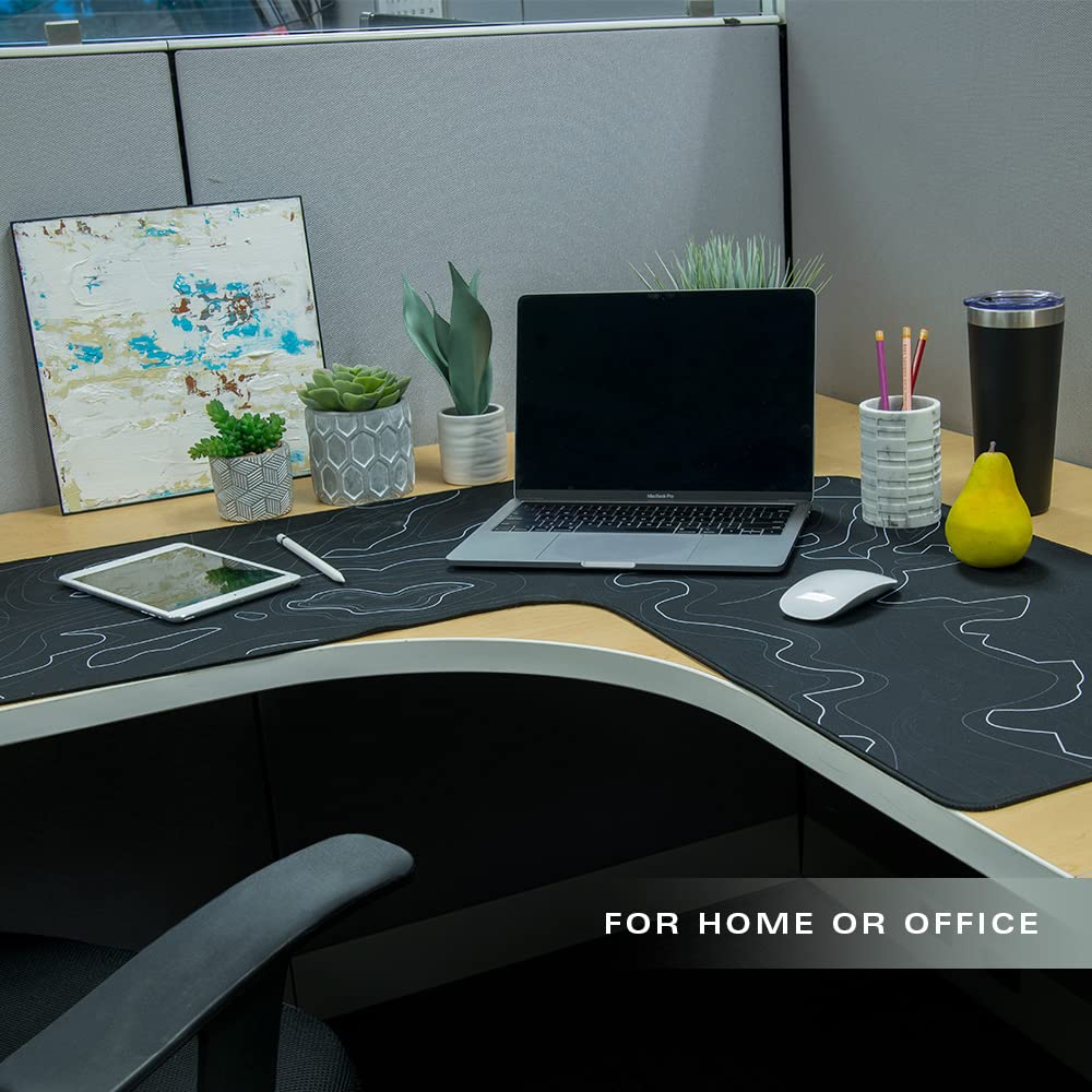 Con-Tact Brand XL Extended Mouse Pad - L-Shaped Desk Mat with Stitched Edges - Non-Slip