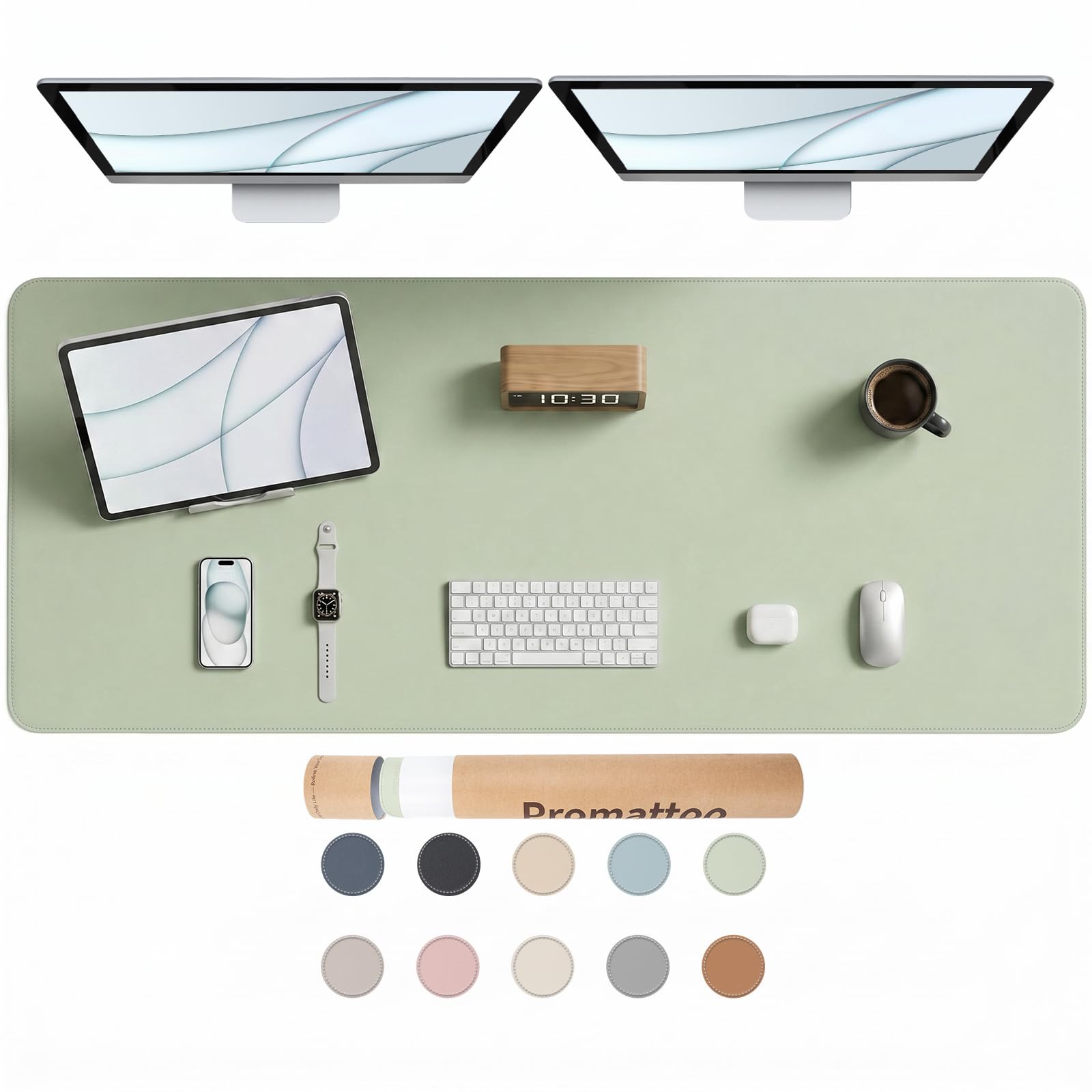 PROMATTOO Large Desk Pad Non-Slip Desk Mat Protector for Keyboard Mouse Waterproof Vegan Leather