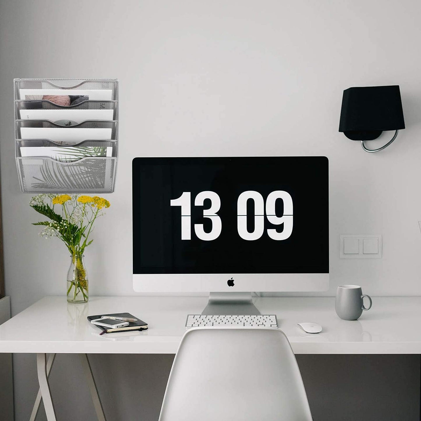 EASEPRES 5 Pocket Mesh Hanging Wall File Organizer, Wall Mounted Mail Paper Document Folder Holder