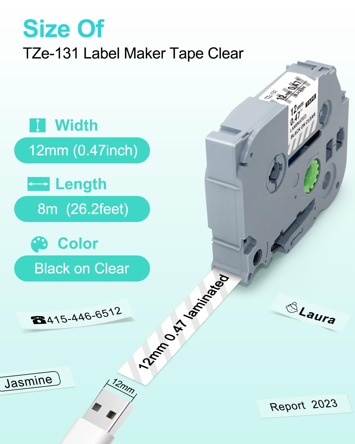TZe-131 Clear Tape Compatible with Brother P Touch TZ-131 Laminated Tape