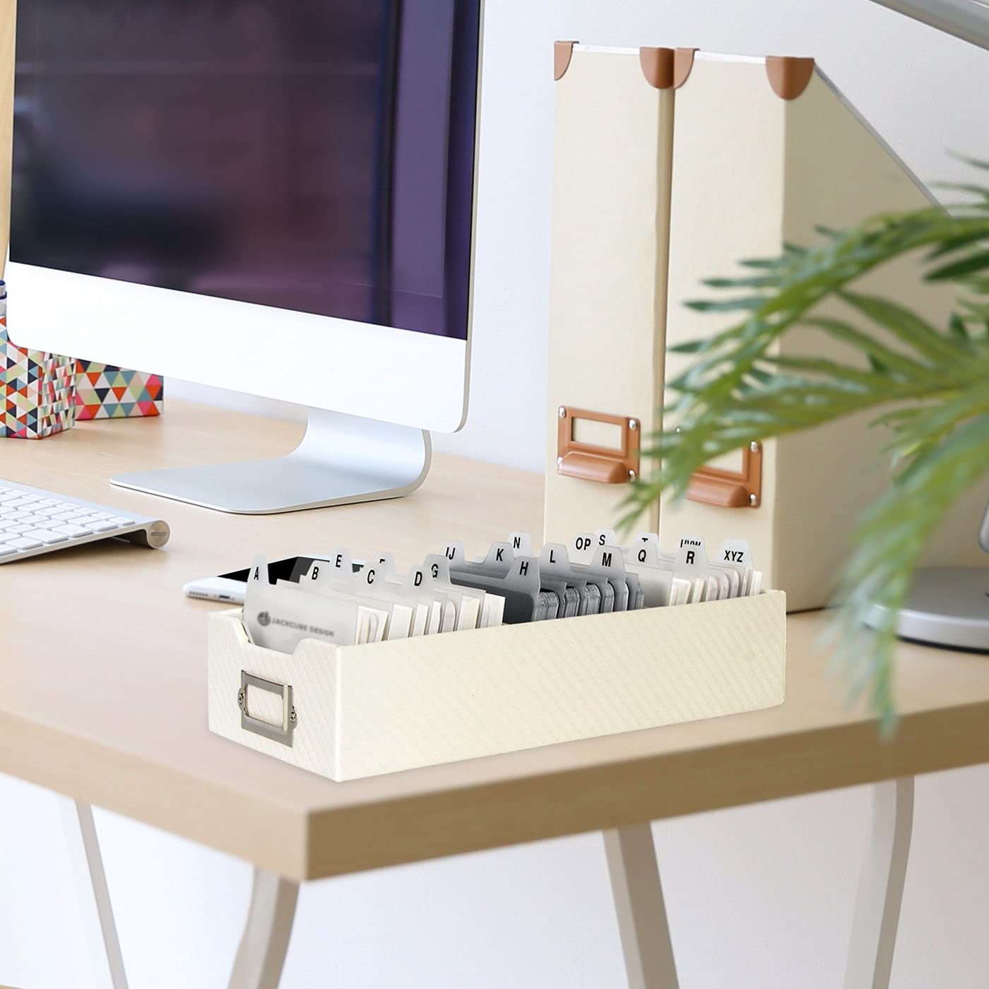 JACKCUBE DESIGN Business Card Holder Organizer For Desk, Index Card Box Storage, A-Z Alphabetical