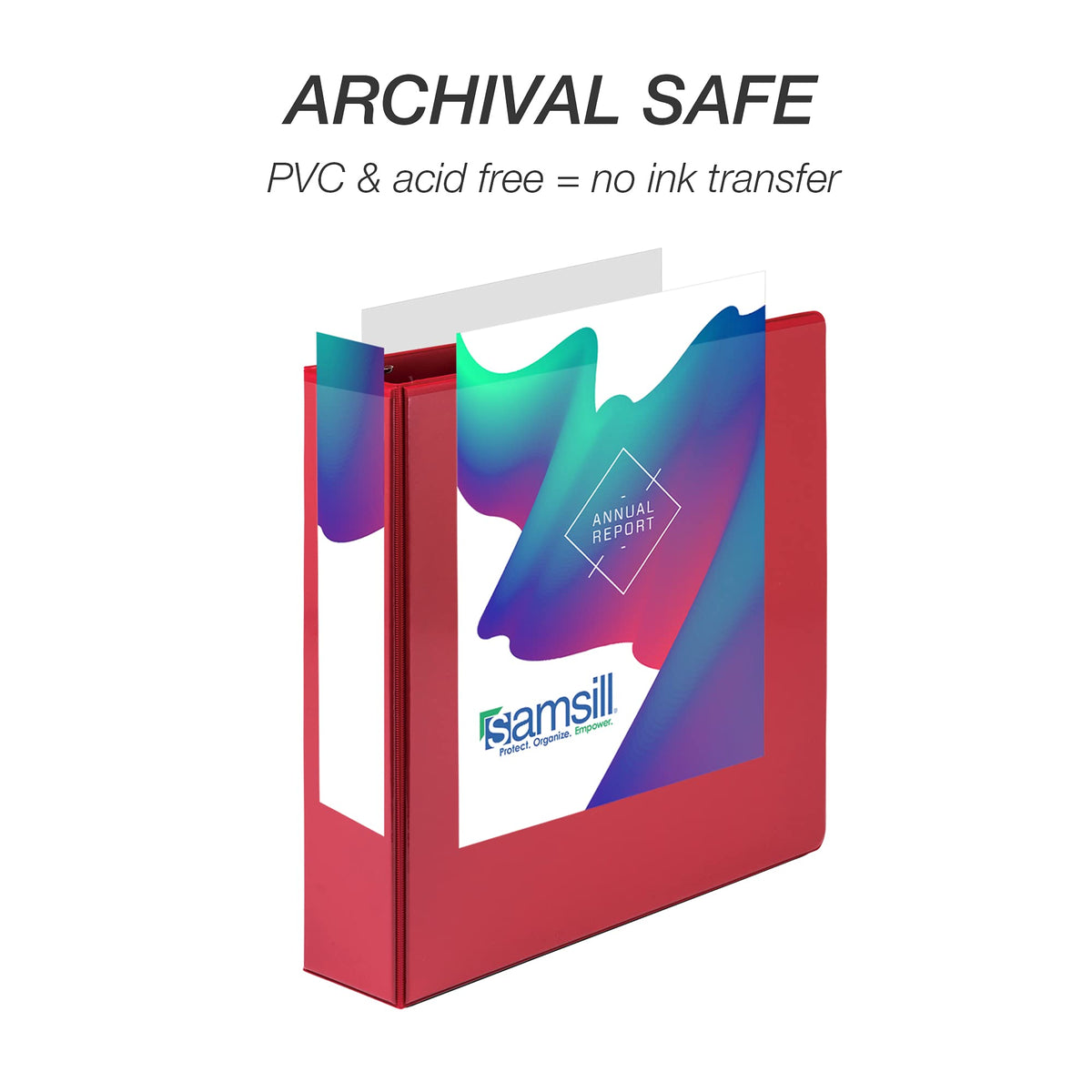Samsill Durable 2 inch 3 Ring Binder, D Ring Binder, 100% Recycled Chipboard, Red, 4 Pack