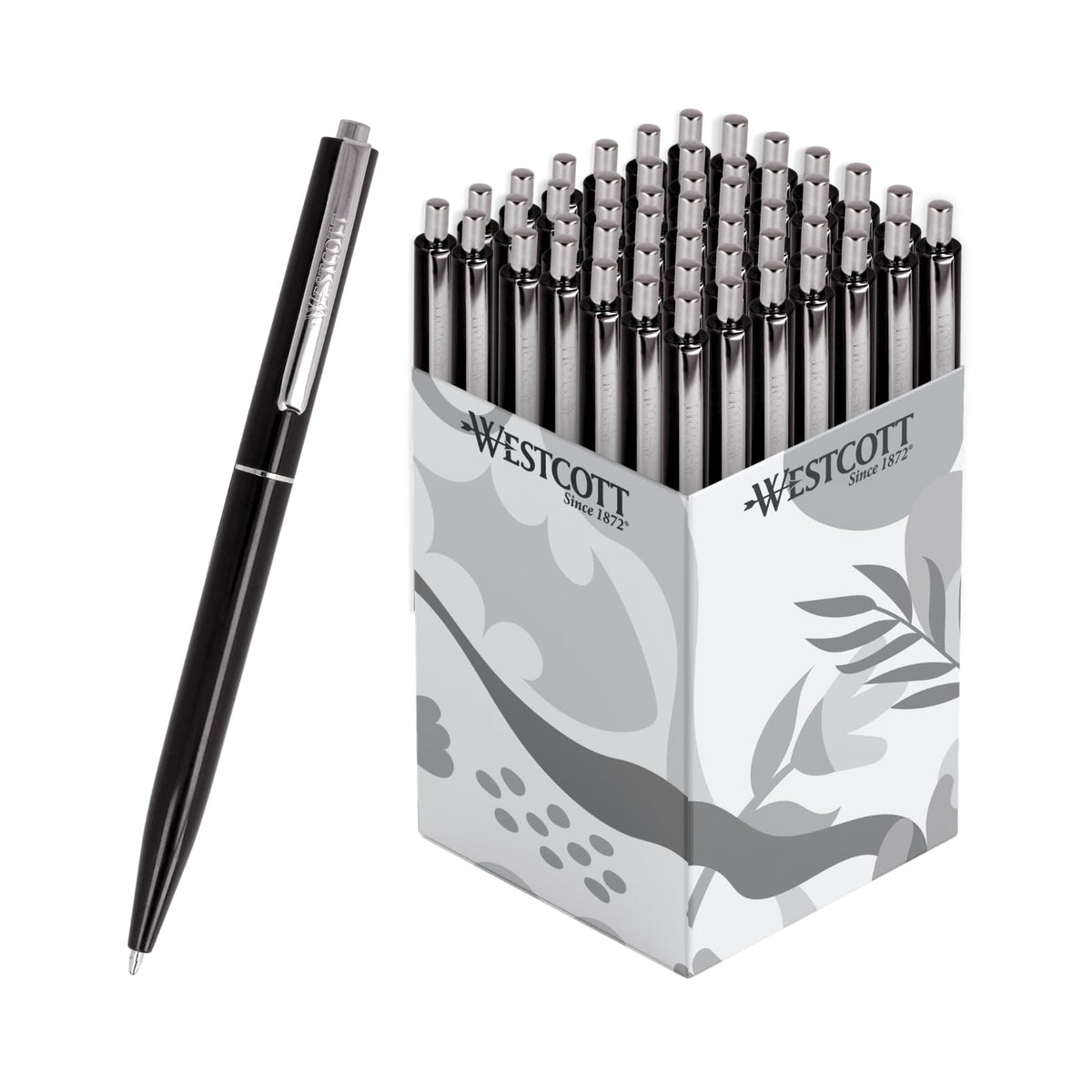 Westcott ballpoint pen ALLTIME black 50 pieces | Retractable biro pens with black ink | Line width