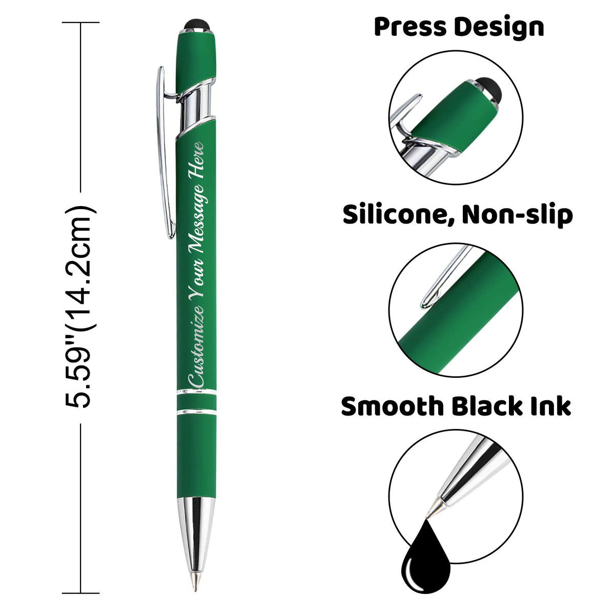GIFTSDIY Personalized Pens with Stylus,Custom Engraving Ballpoint Pens,Imprinted with Your Logo or