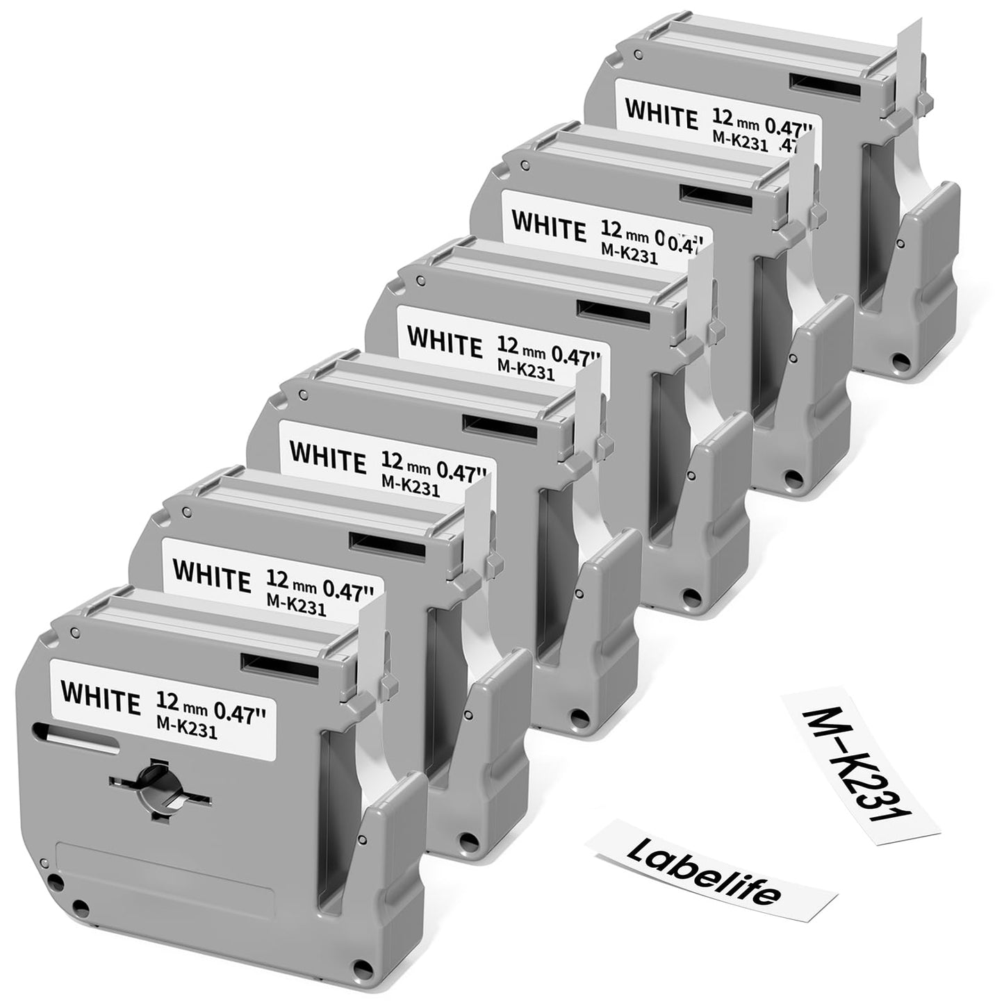 Labelife M-K231 MK231 Label Tape White Replace for Brother M Tape 12mm 0.47