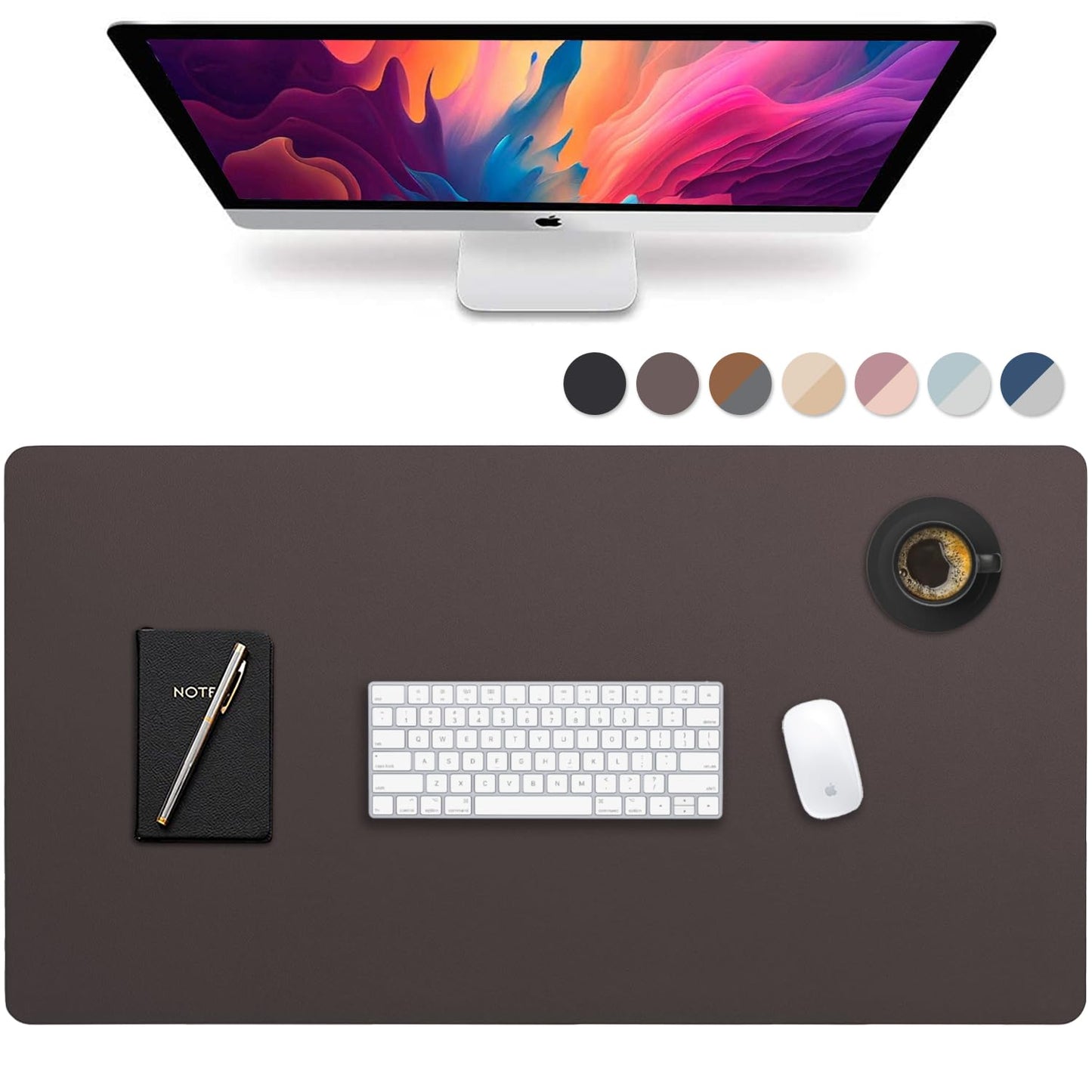 Vine Creations Leather Desk Mat Large 44" x 22", Desk Protector Mat, PU Leather Desk Pad, Large